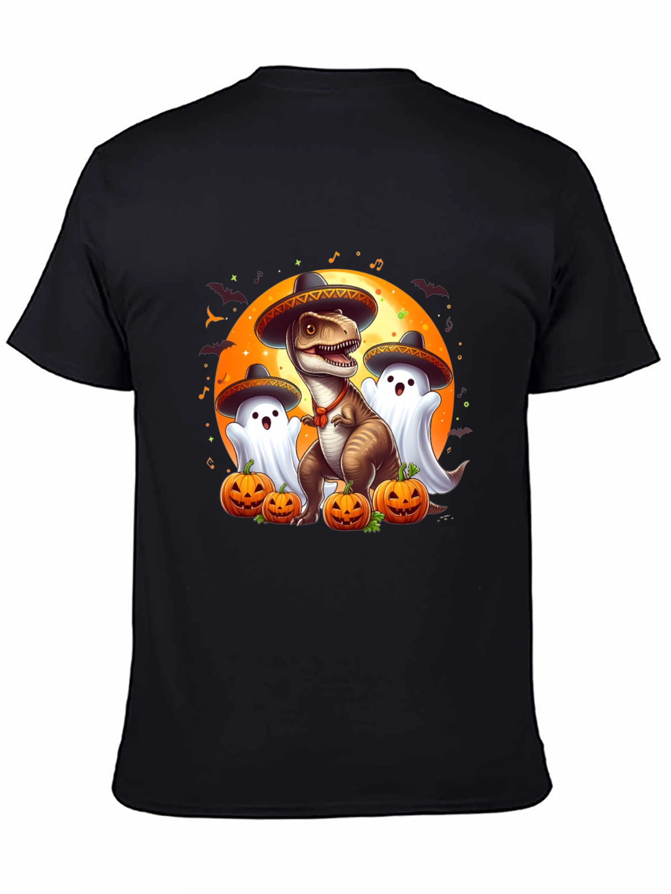 Halloween T-Rex Ghost Pumpkin Graphic Tee