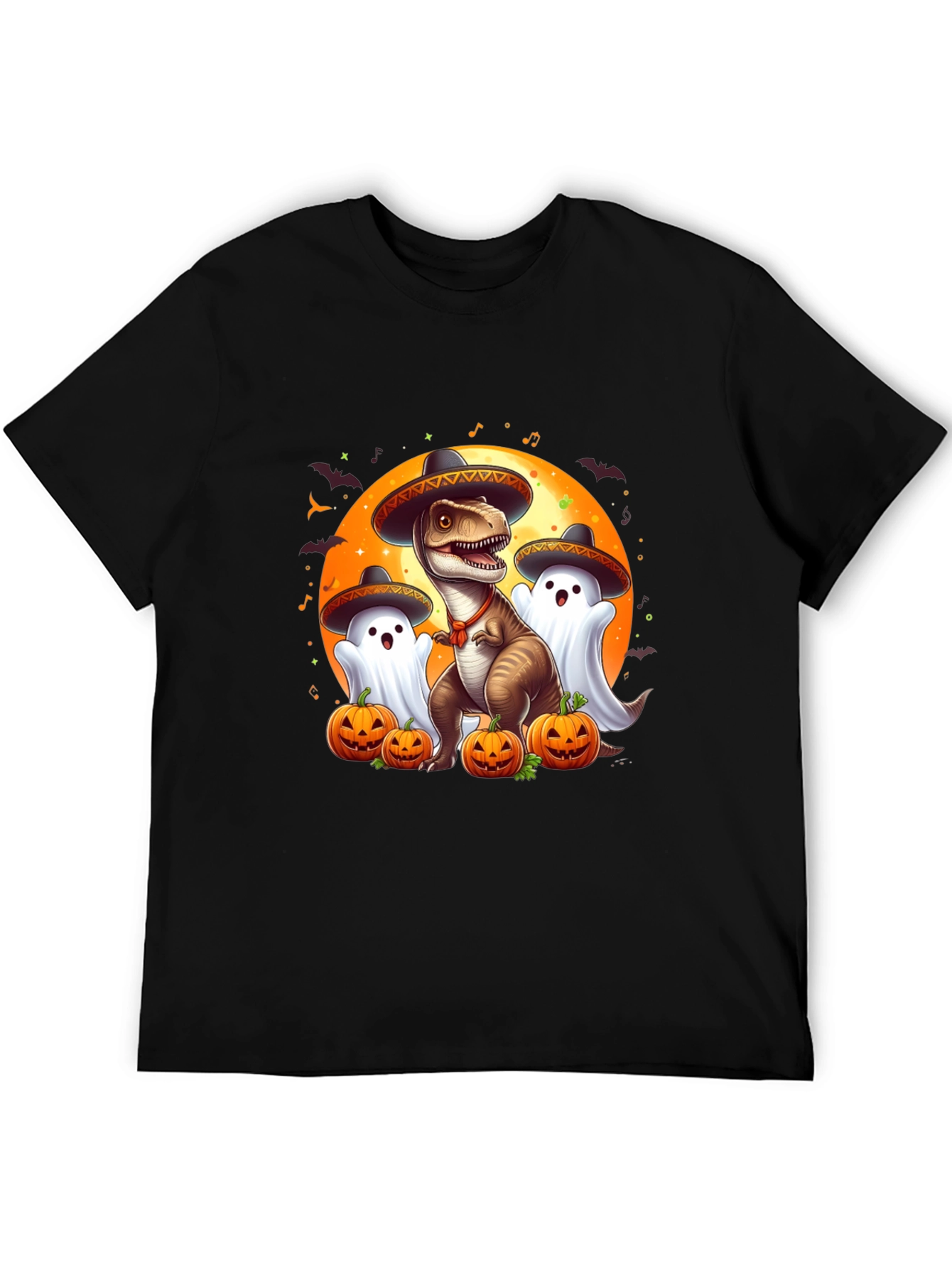 Halloween T-Rex Ghost Pumpkin Graphic Tee