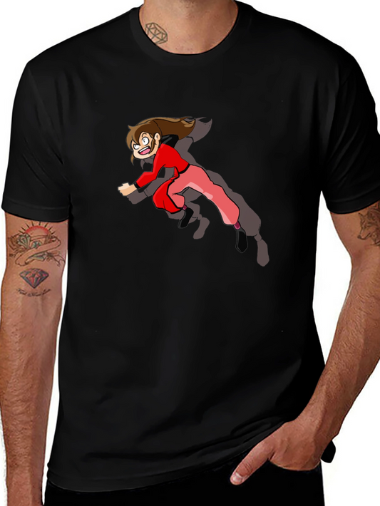 Cartoon Character Print Black T-Shirt
