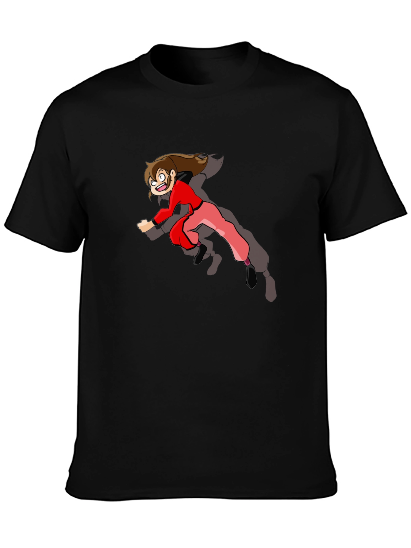 Cartoon Character Print Black T-Shirt