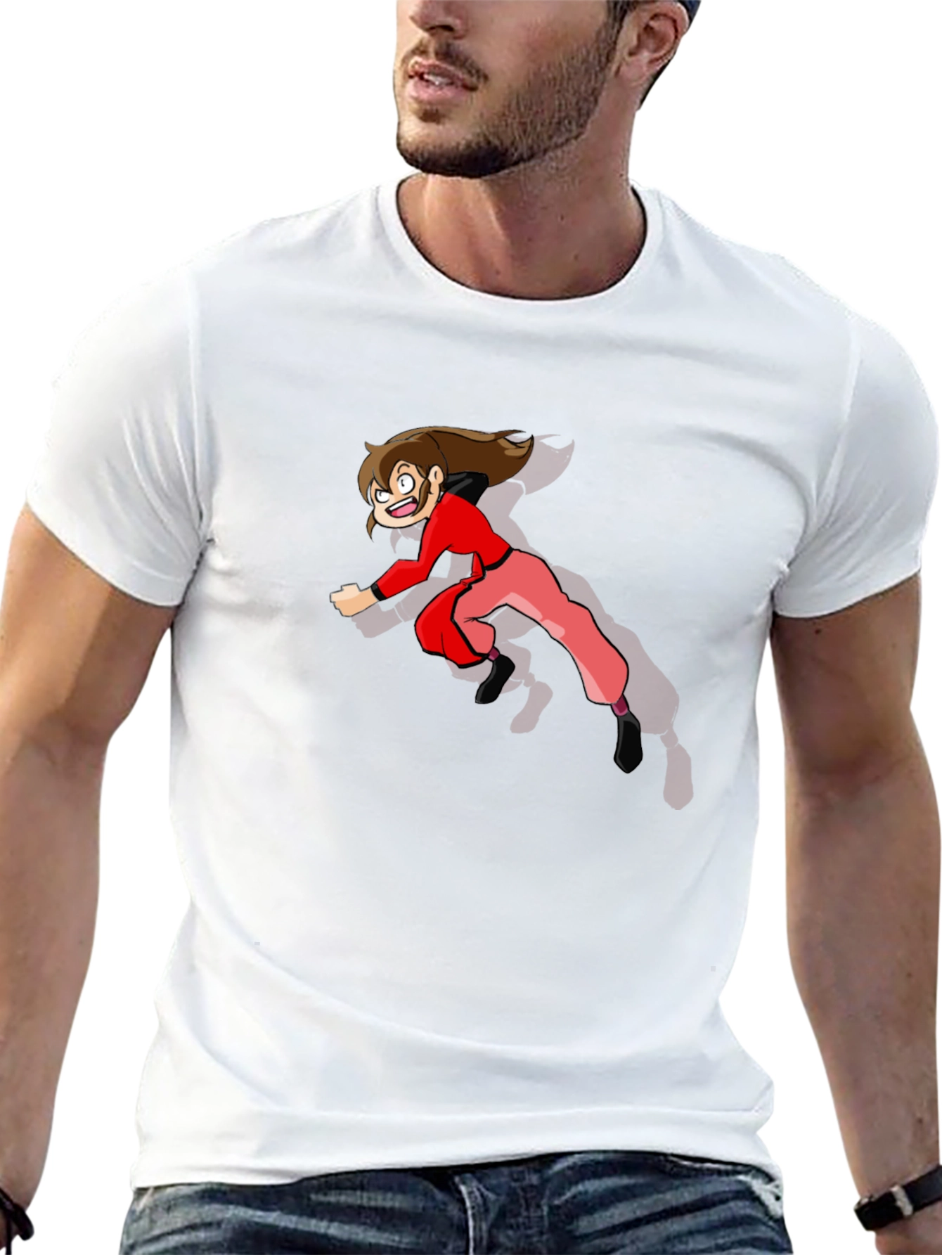 Cartoon Character Print Black T-Shirt