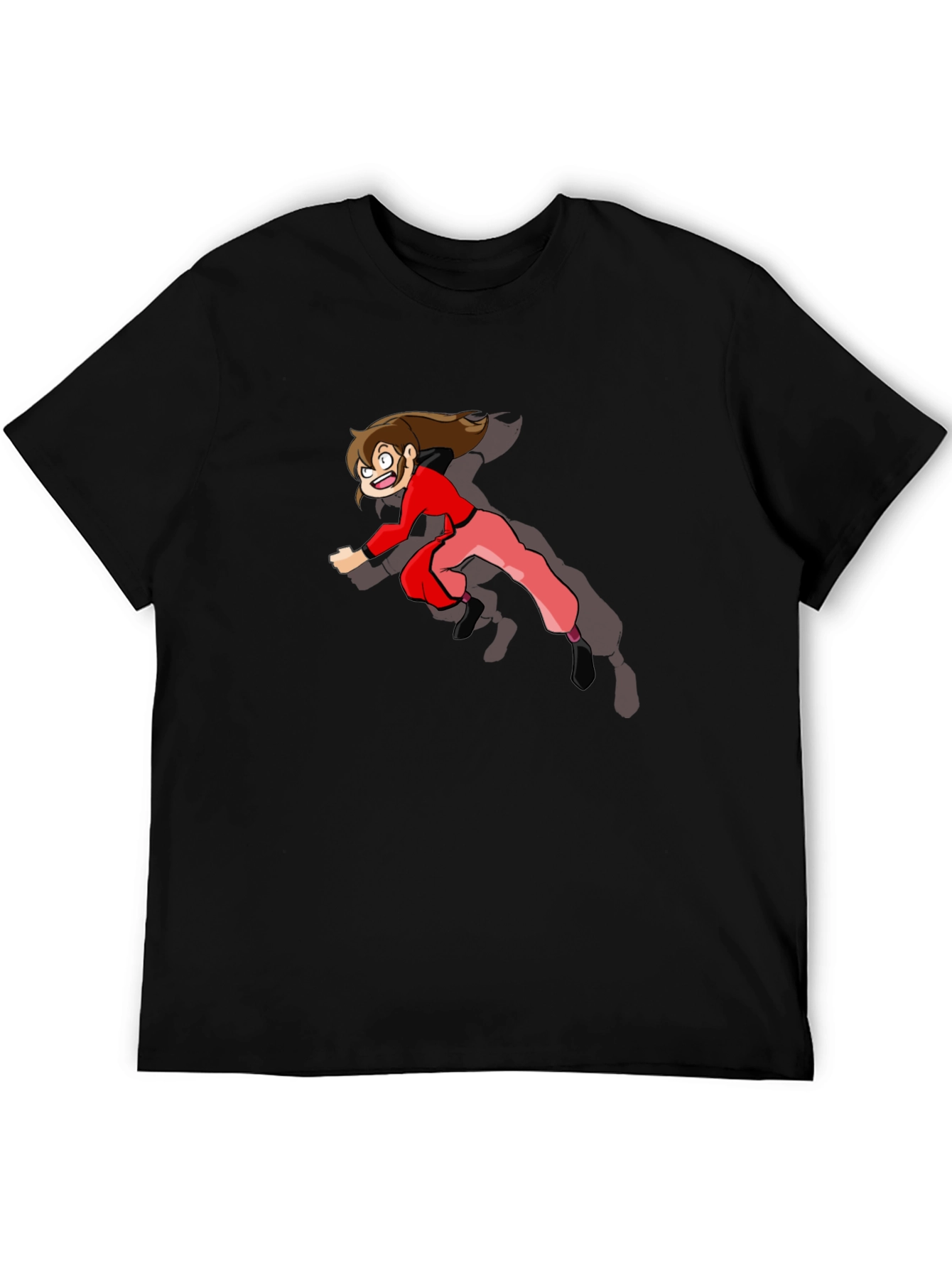 Cartoon Character Print Black T-Shirt