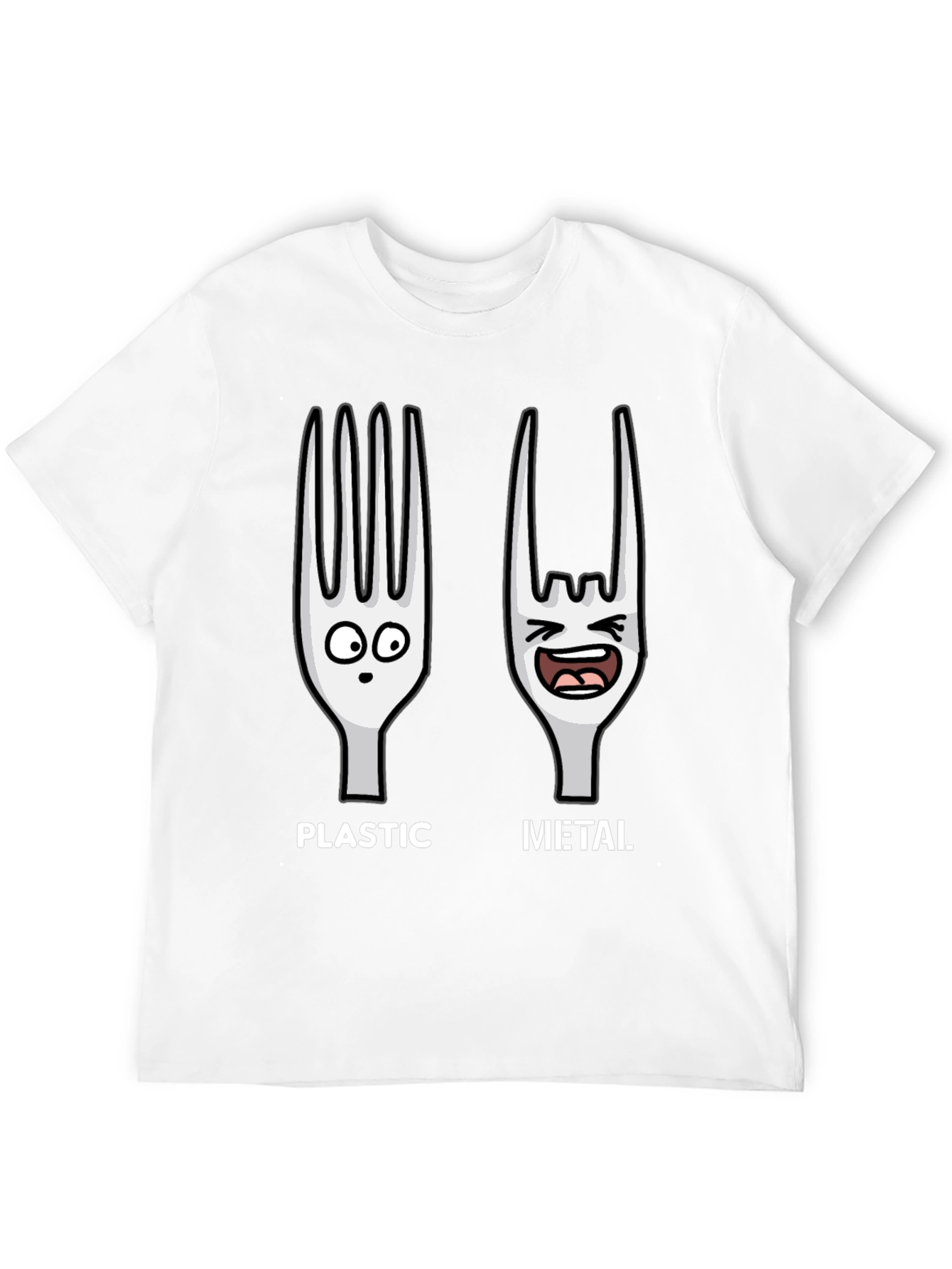 Plastic vs. Metal Graphic T-Shirt