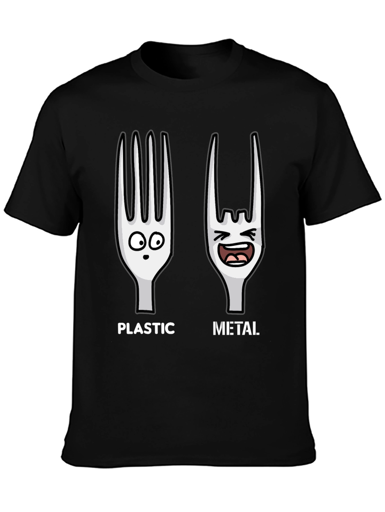 Plastic vs. Metal Graphic T-Shirt