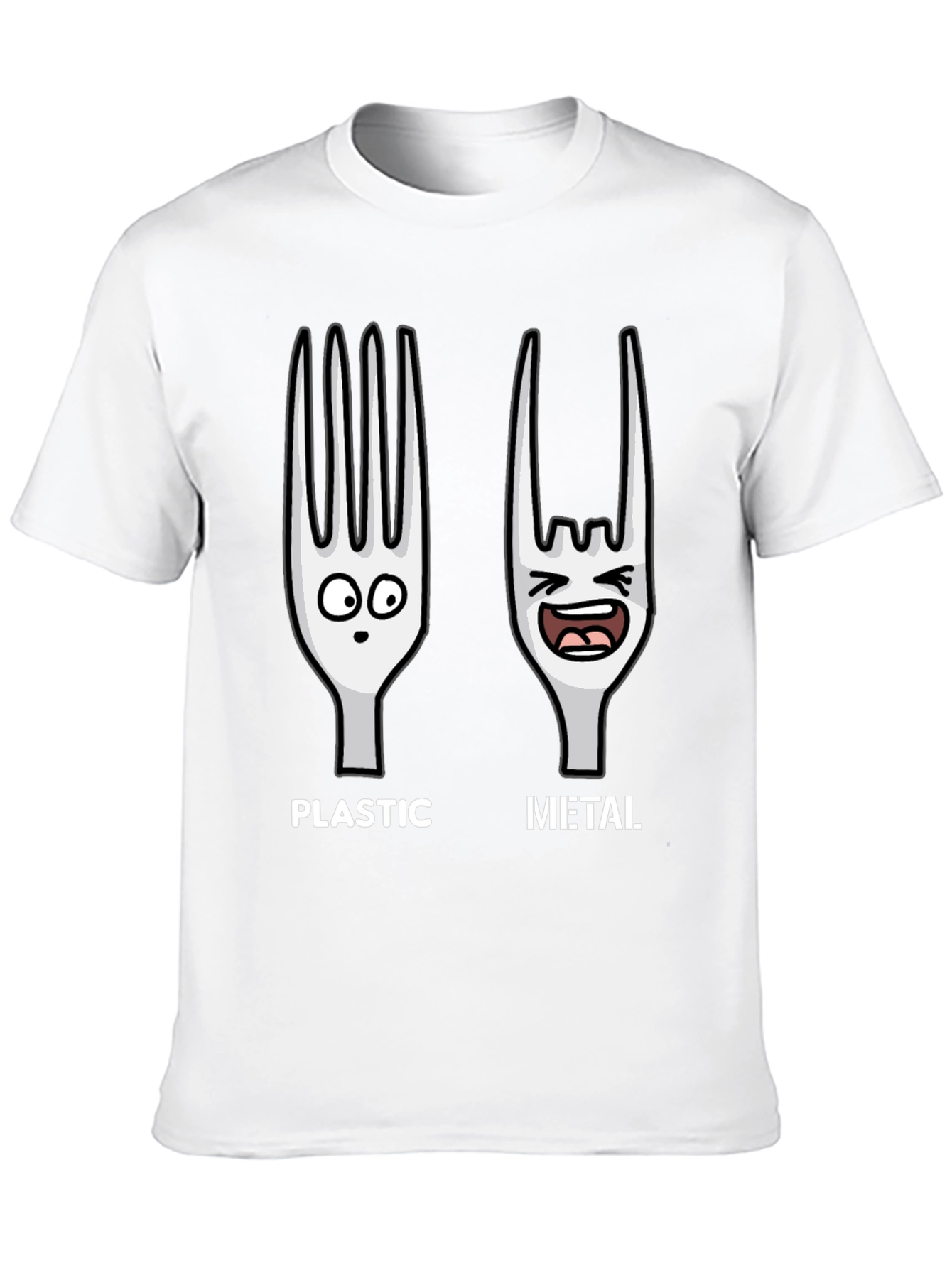 Plastic vs. Metal Graphic T-Shirt