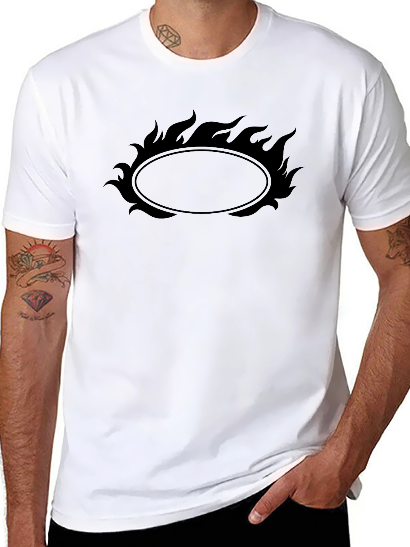 Flaming Oval Graphic Tee - Black