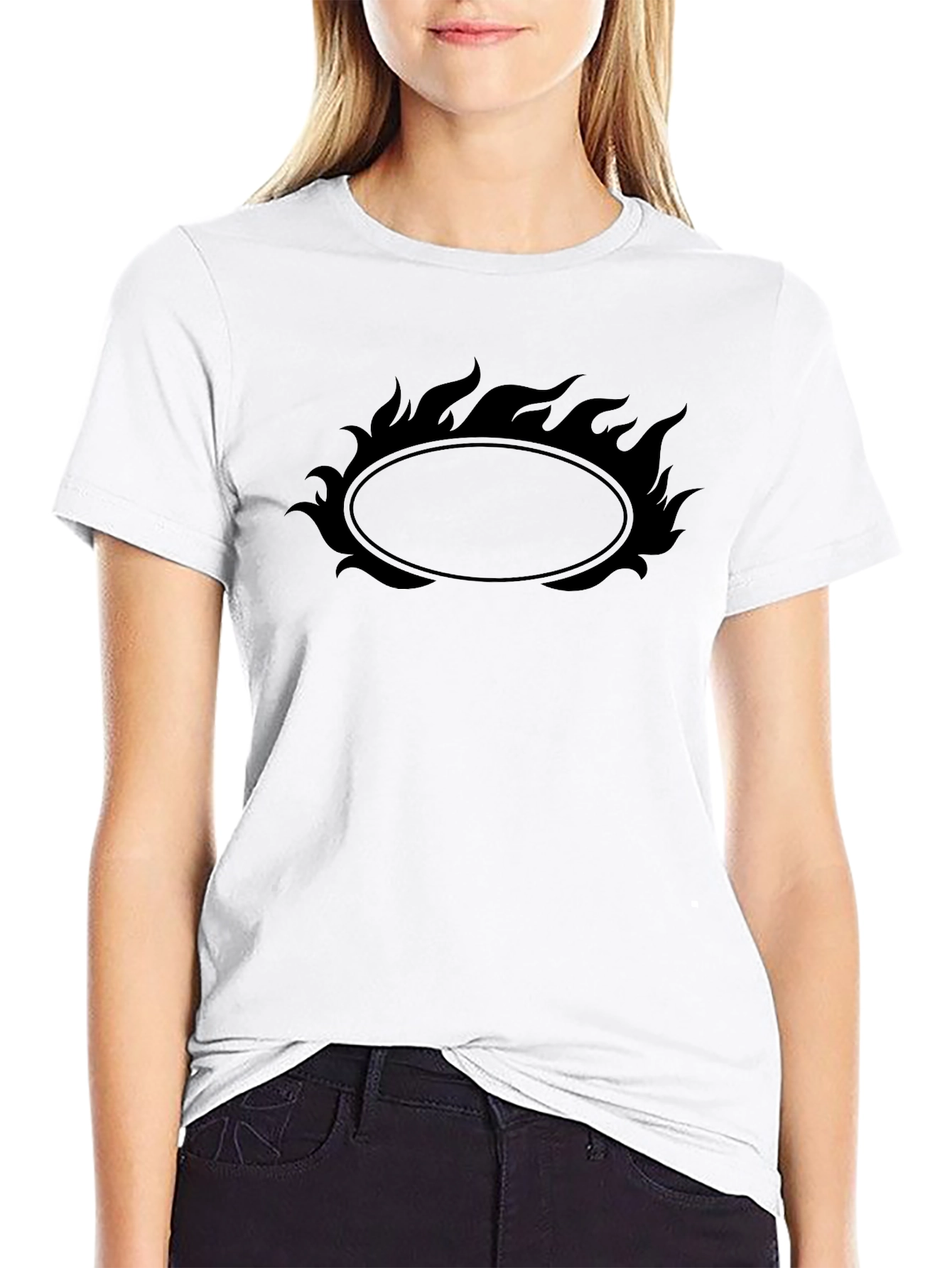 Flaming Oval Graphic Tee - Black