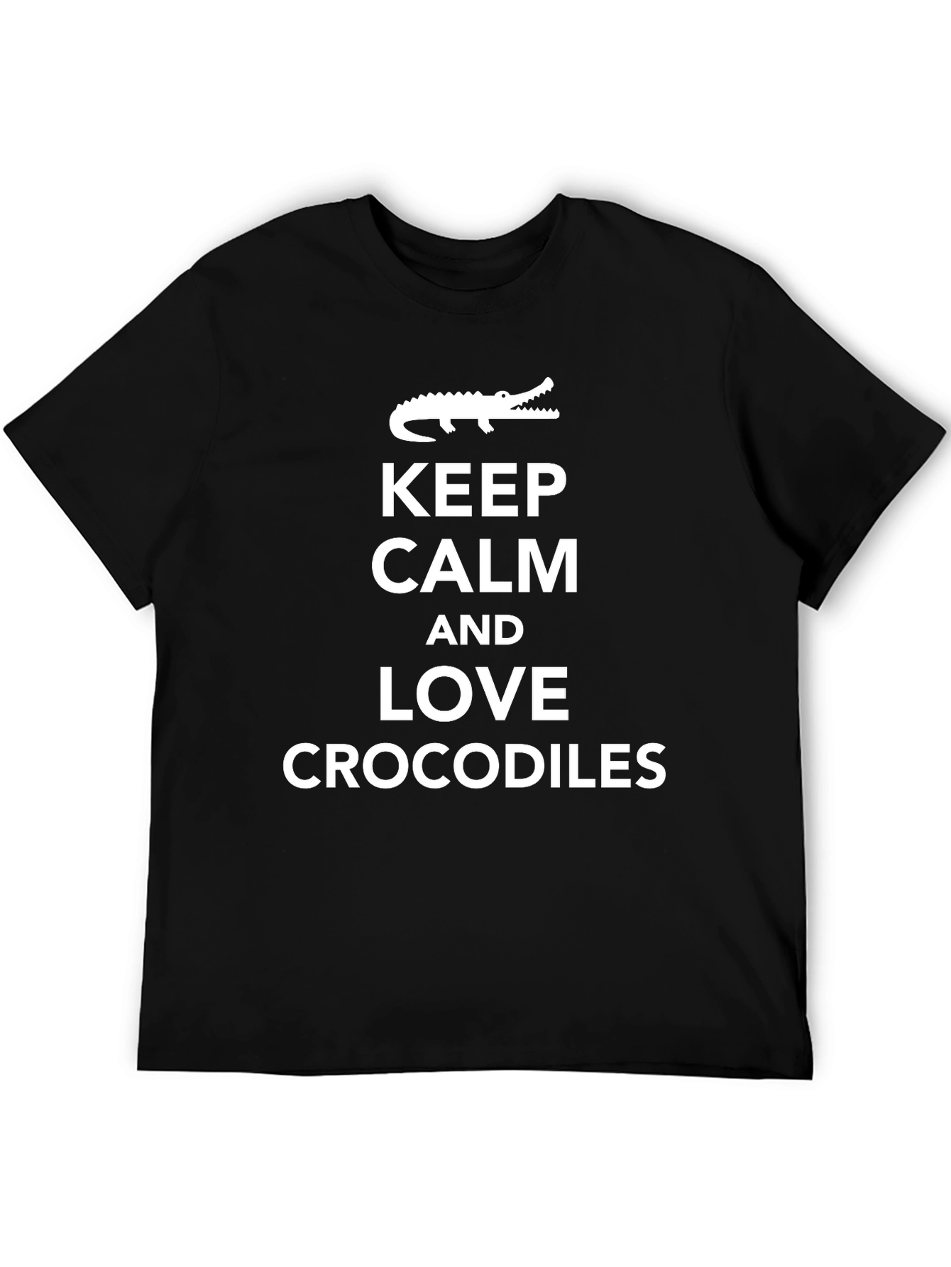 Keep Calm Love Crocodiles Black T-Shirt