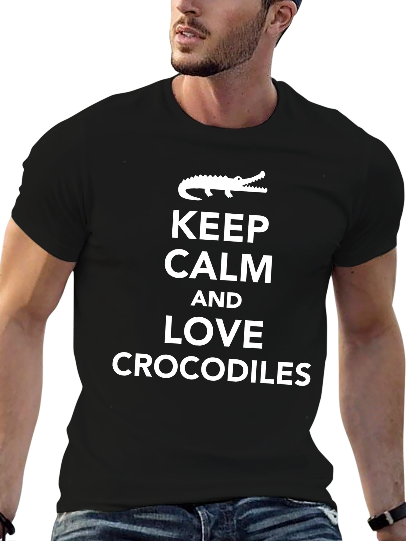 Keep Calm Love Crocodiles Black T-Shirt