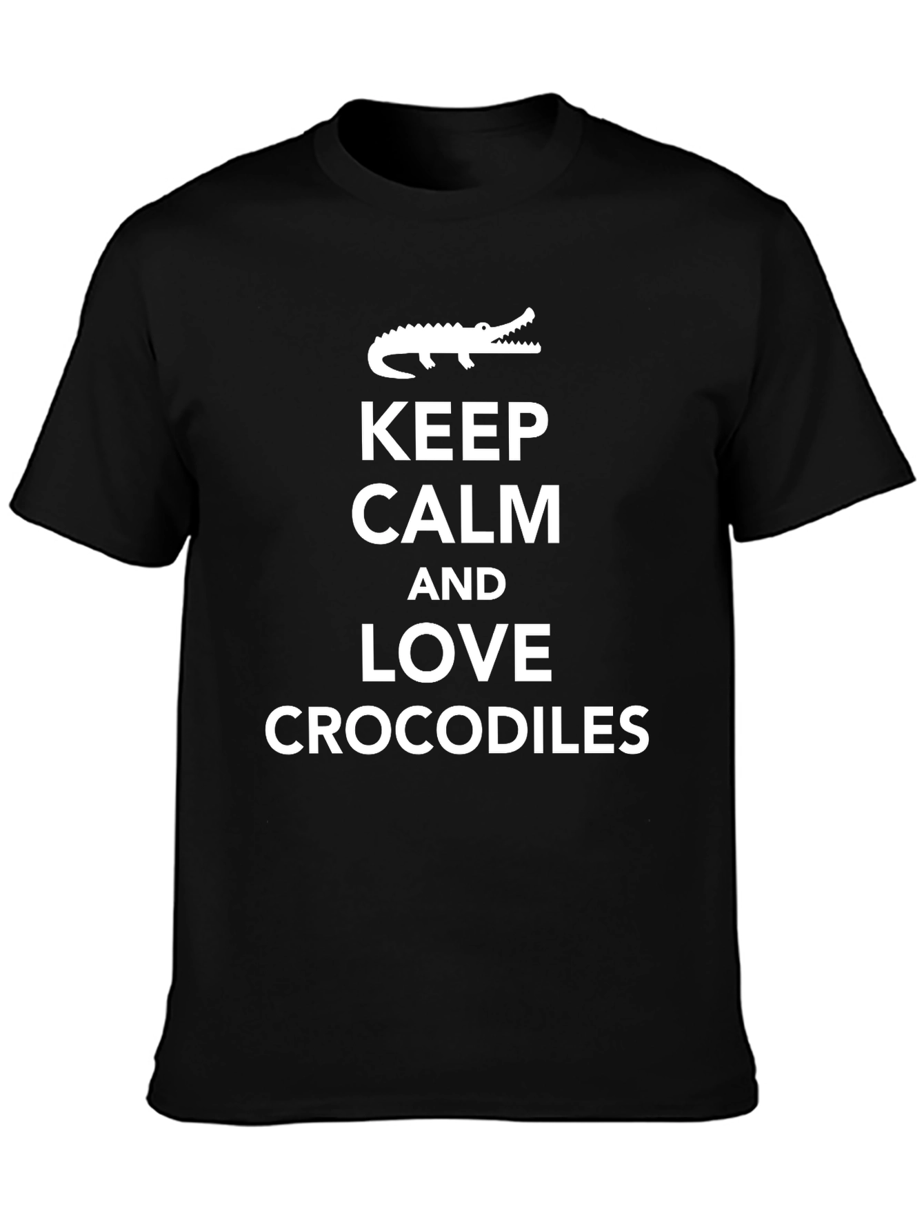 Keep Calm Love Crocodiles Black T-Shirt