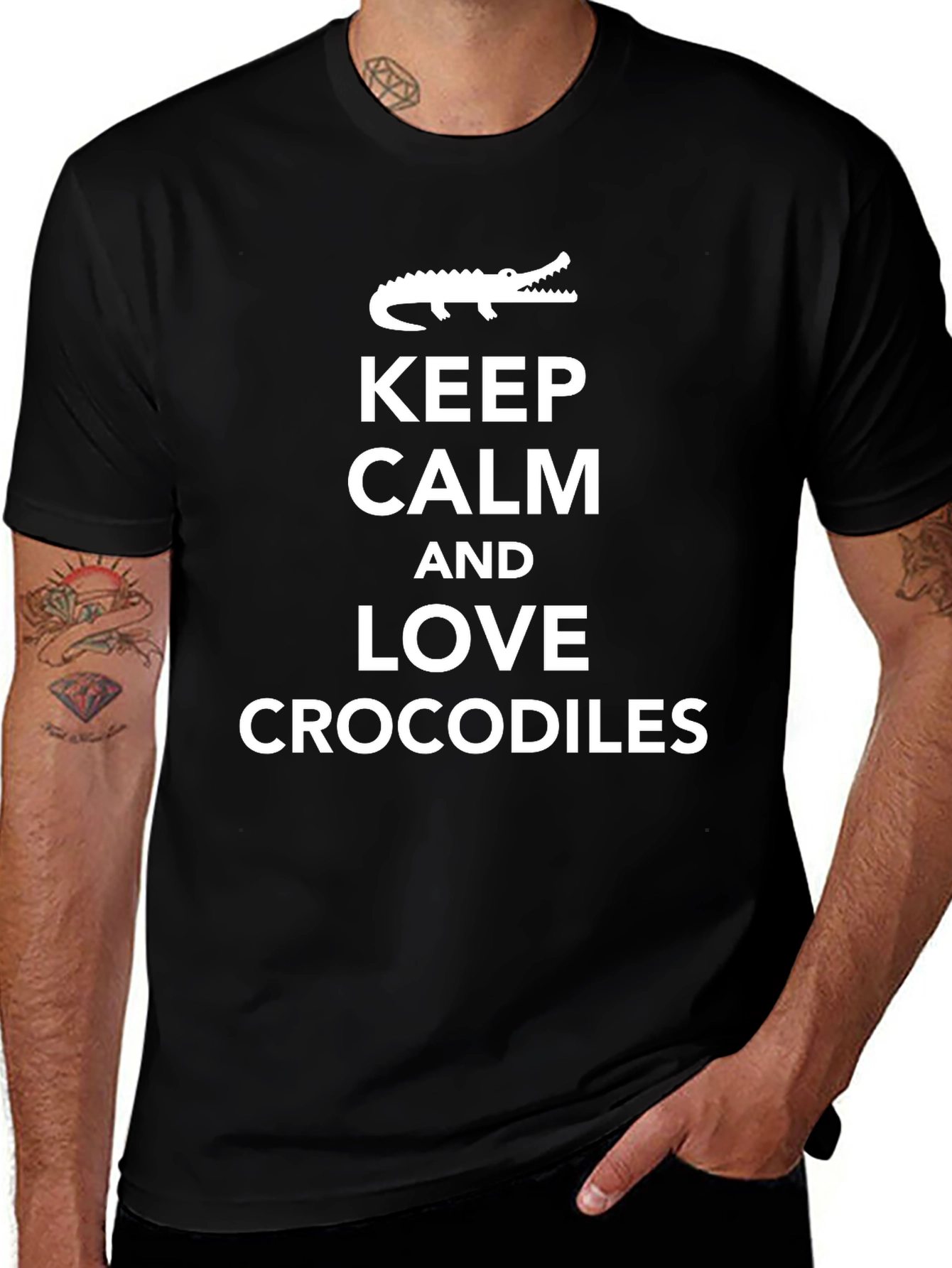 Keep Calm Love Crocodiles Black T-Shirt