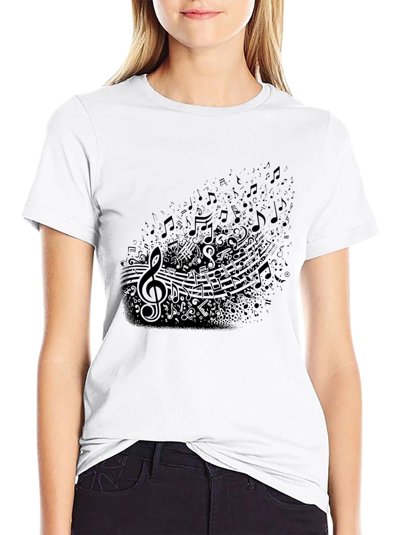 Musical Notes Graphic T-Shirt - Soft Cotton Blend