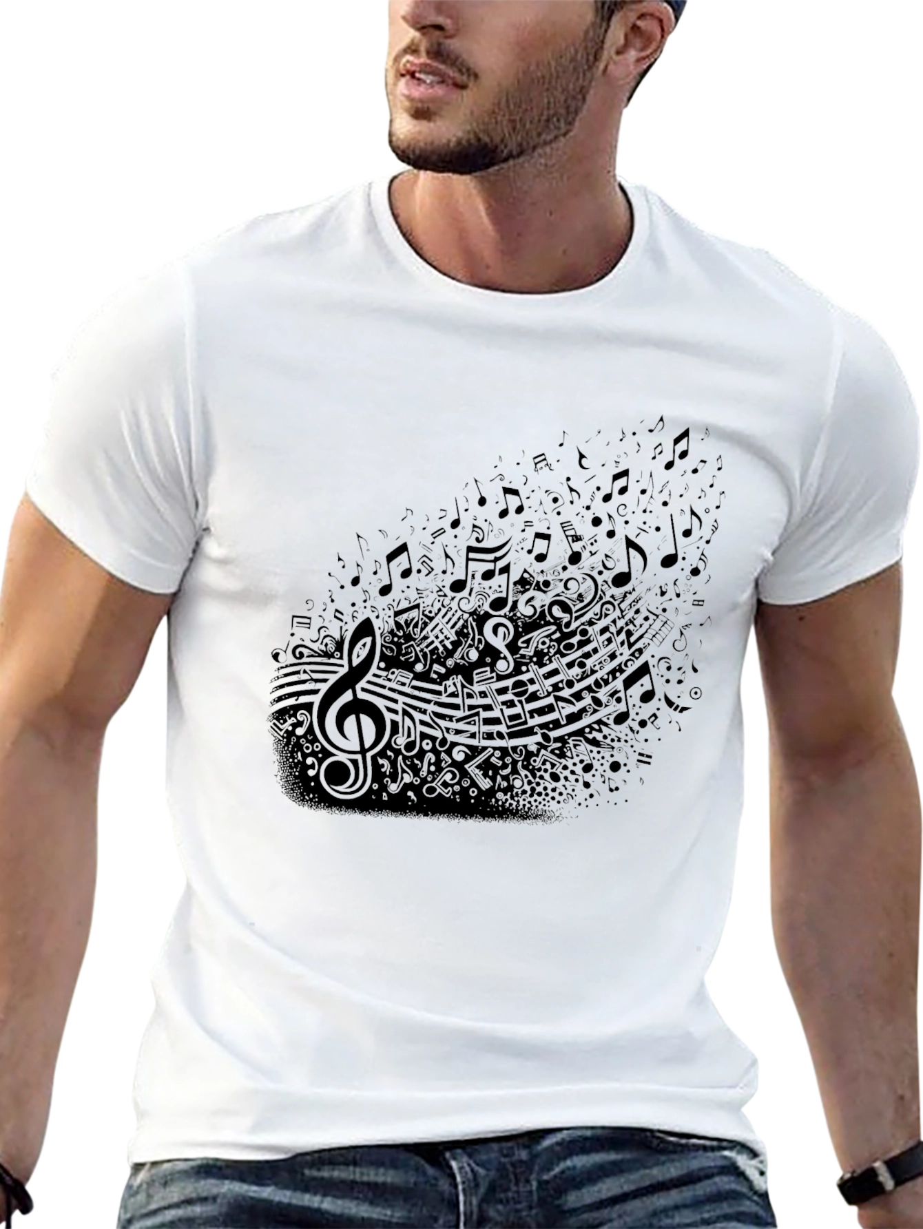 Musical Notes Graphic T-Shirt - Soft Cotton Blend