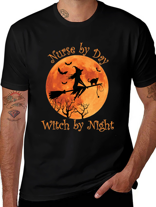 Nurse Witch Halloween Graphic T-Shirt