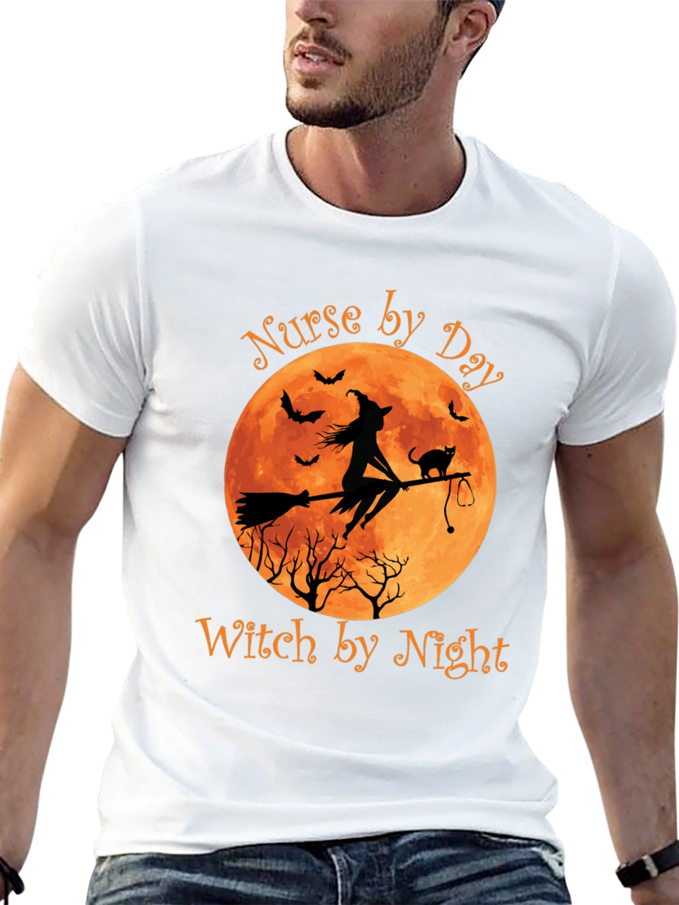 Nurse Witch Halloween Graphic T-Shirt