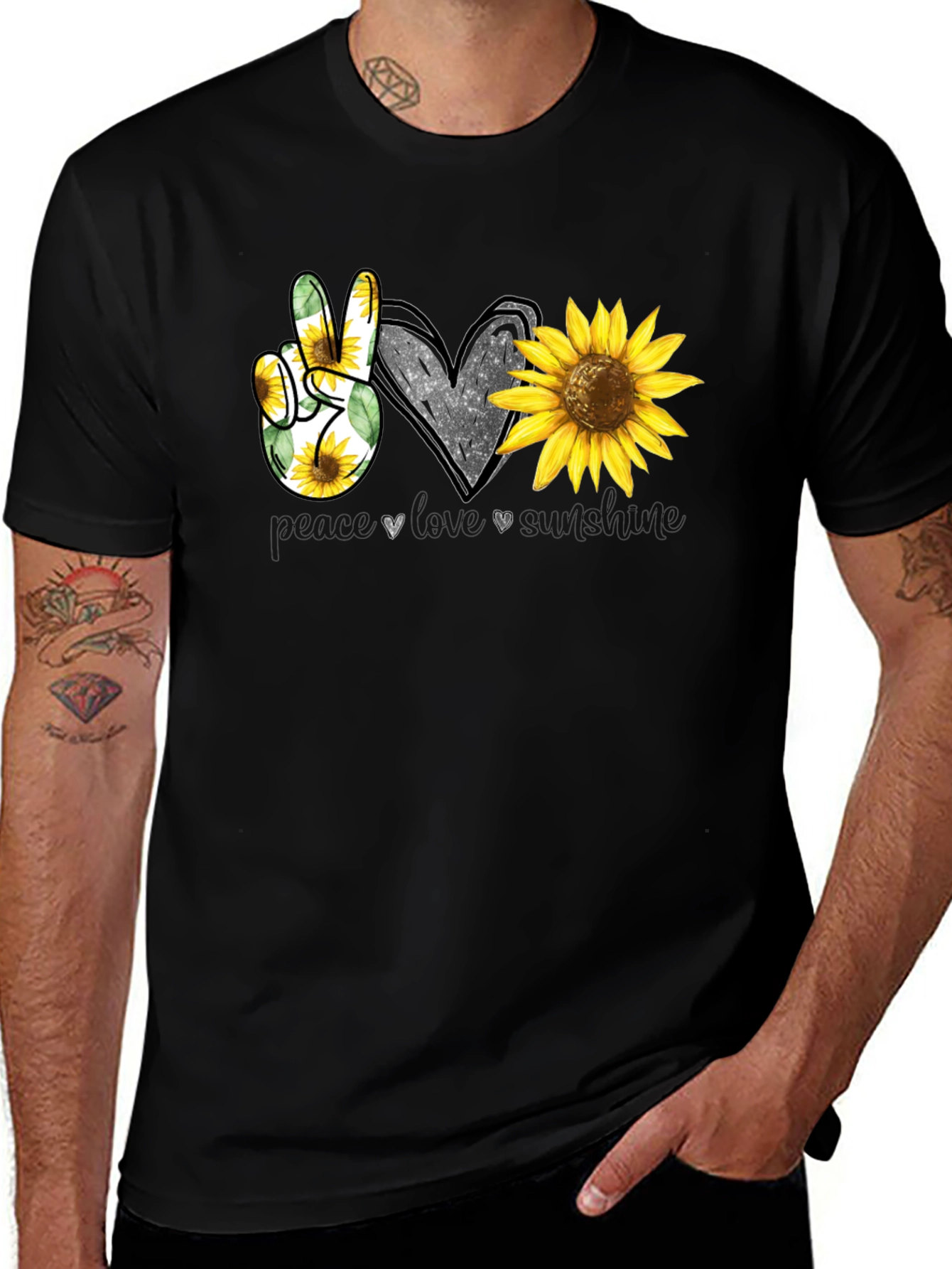 Peace Love Sunshine Sunflower Graphic Tee