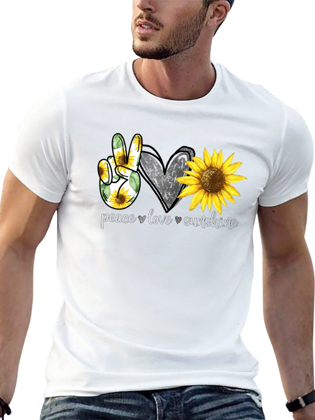 Peace Love Sunshine Sunflower Graphic Tee