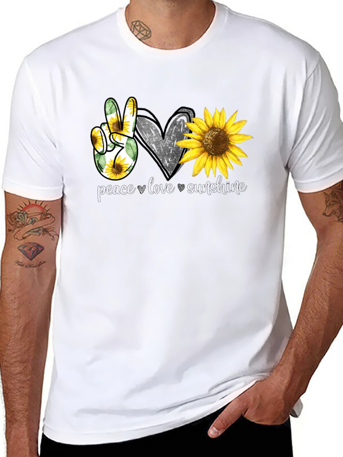 Peace Love Sunshine Sunflower Graphic Tee