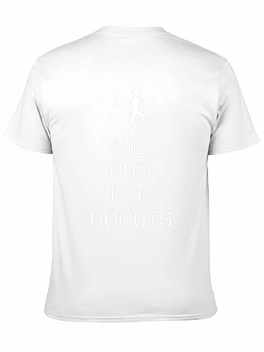 Will Run For Donuts T-Shirt - Black Cotton Tee