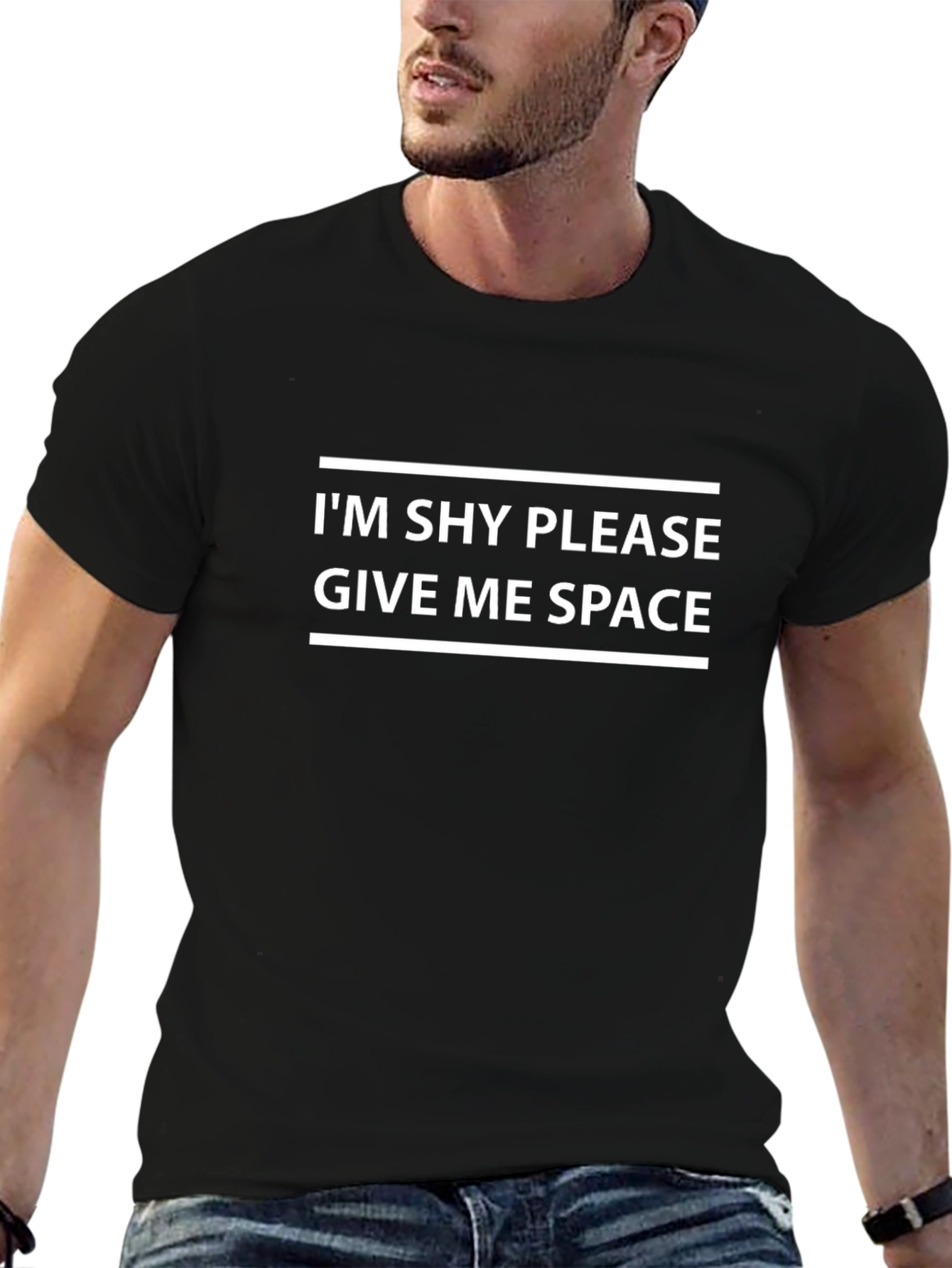 Shy Space Black T-Shirt Funny Introvert Tee