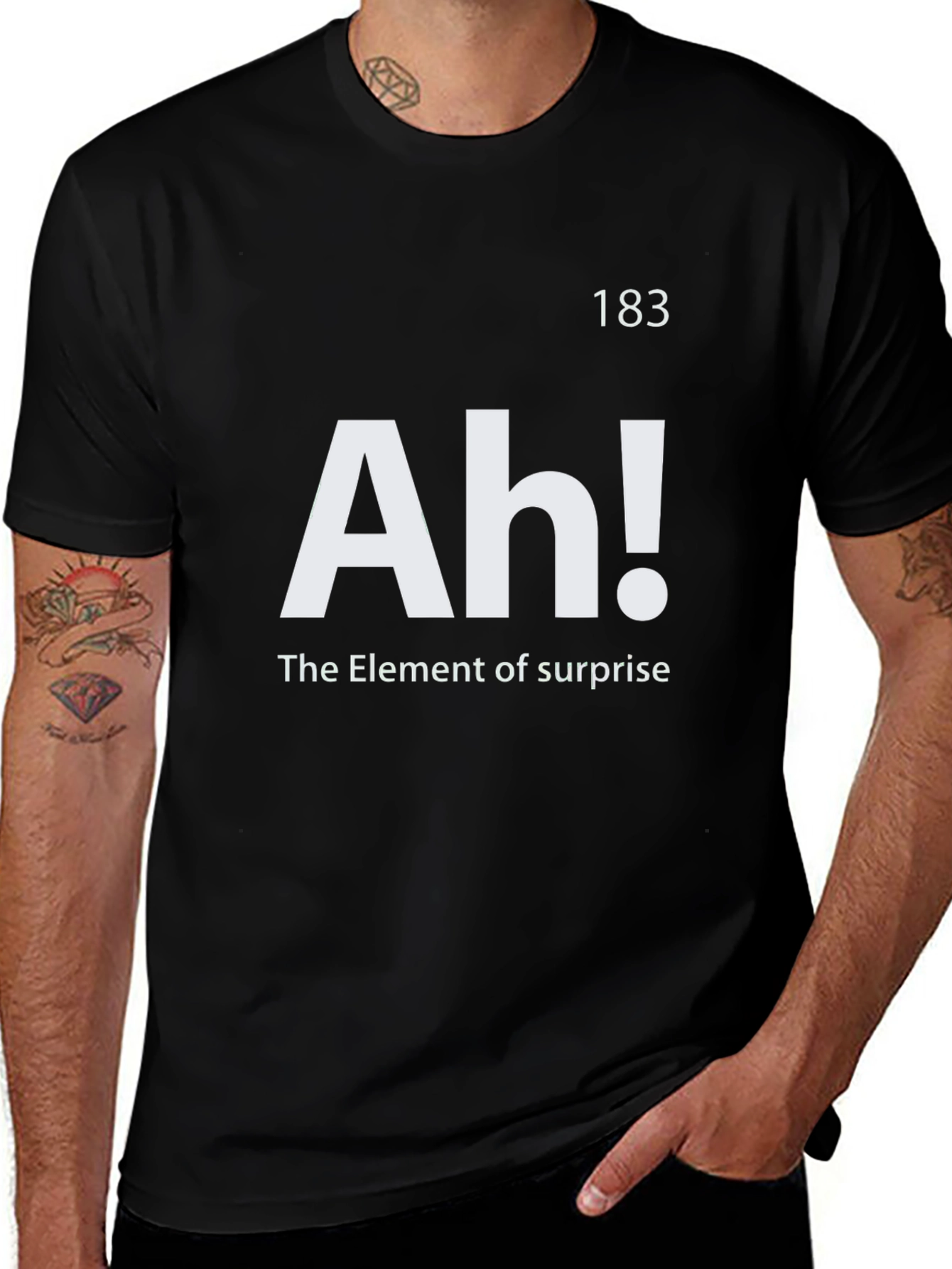 Element of Surprise Ah! Black Graphic T-Shirt