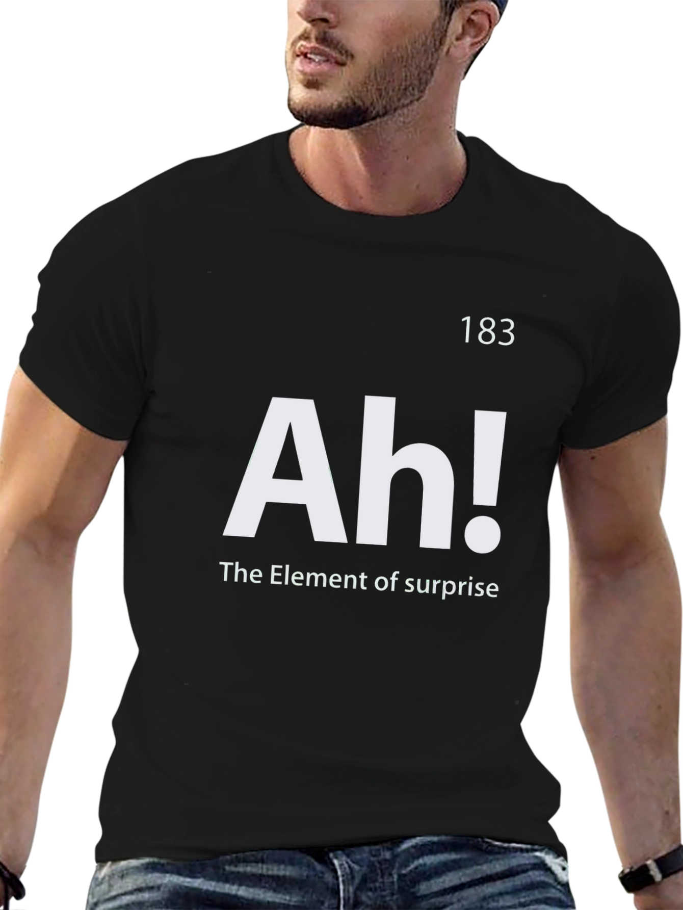 Element of Surprise Ah! Black Graphic T-Shirt