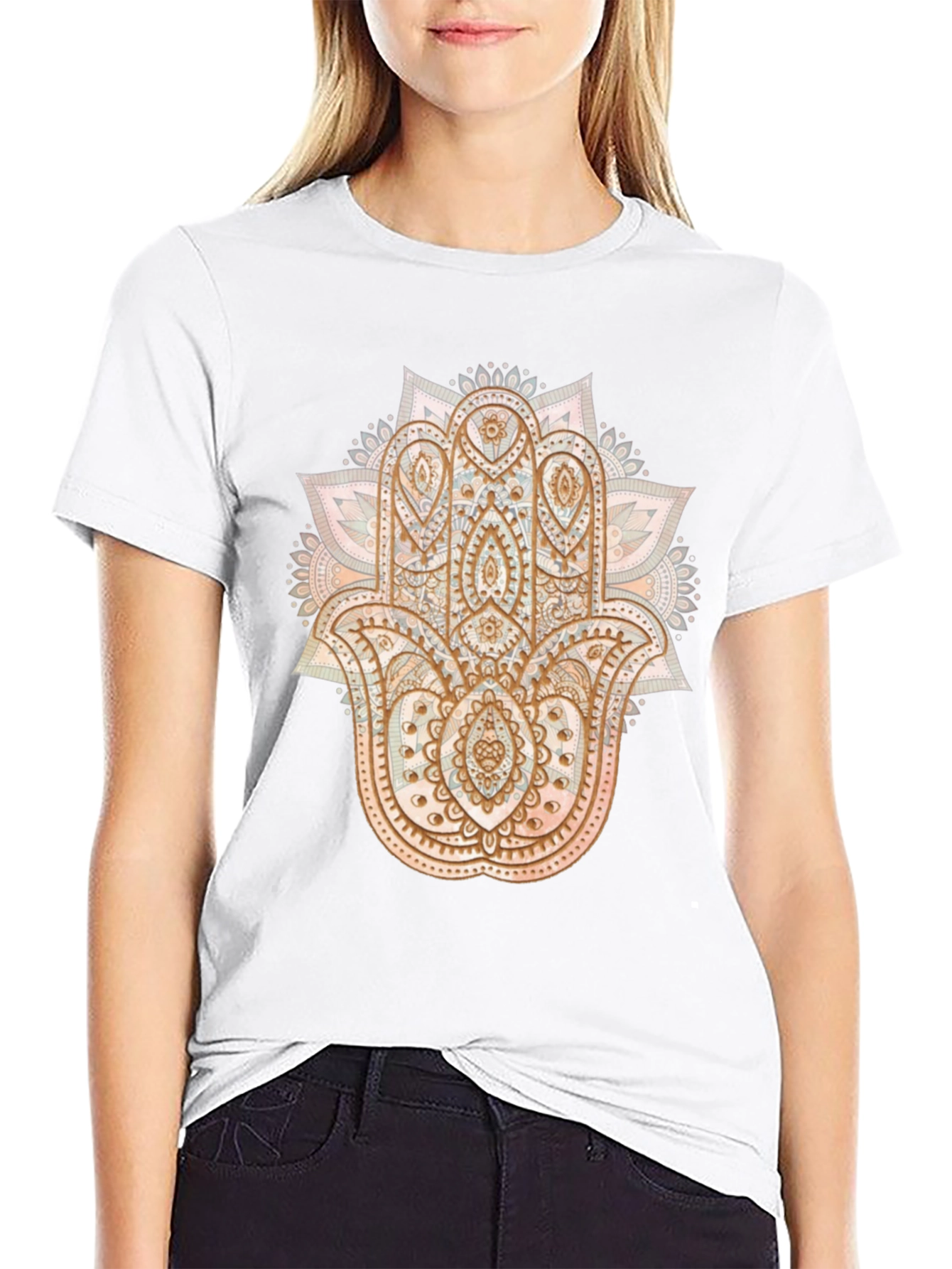Hamsa Hand Graphic Tee - Boho Style