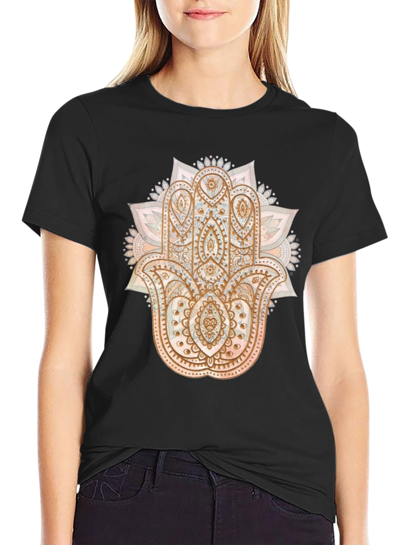 Hamsa Hand Graphic Tee - Boho Style