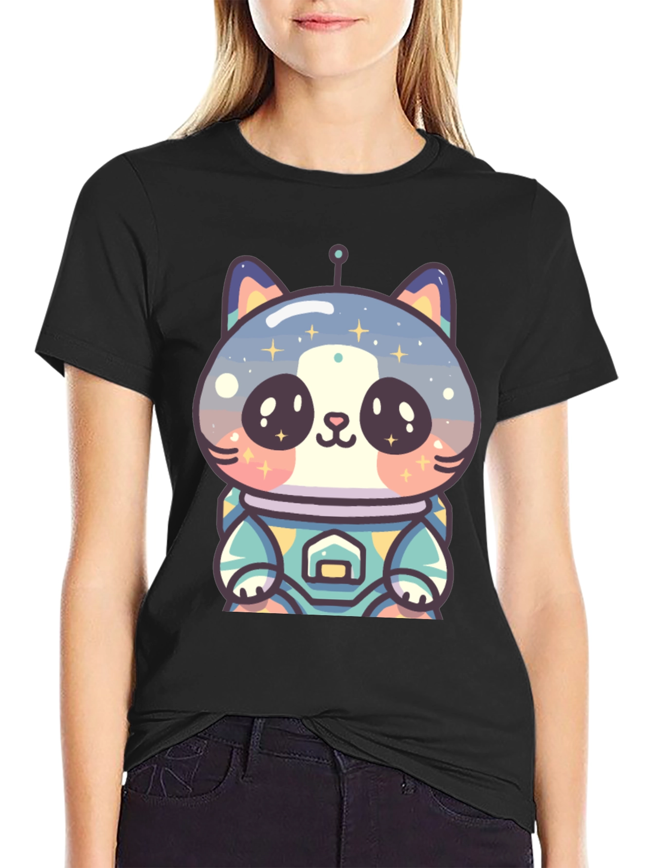 Astronaut Cat T-Shirt - Black Unique Design