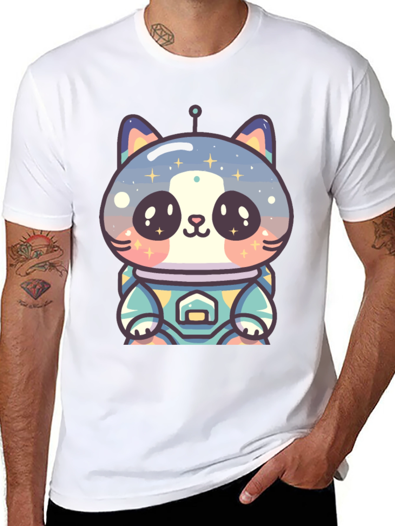 Astronaut Cat T-Shirt - Black Unique Design