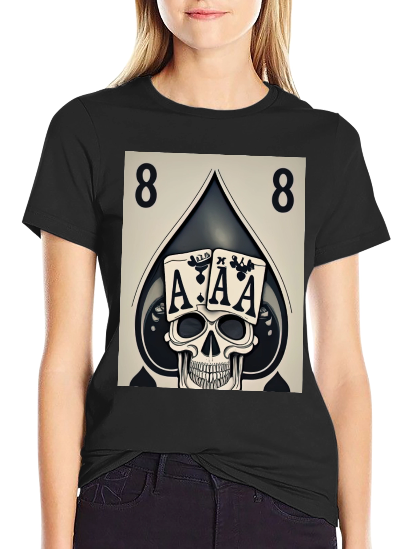 Ace Skull Graphic Tee - Poker Style