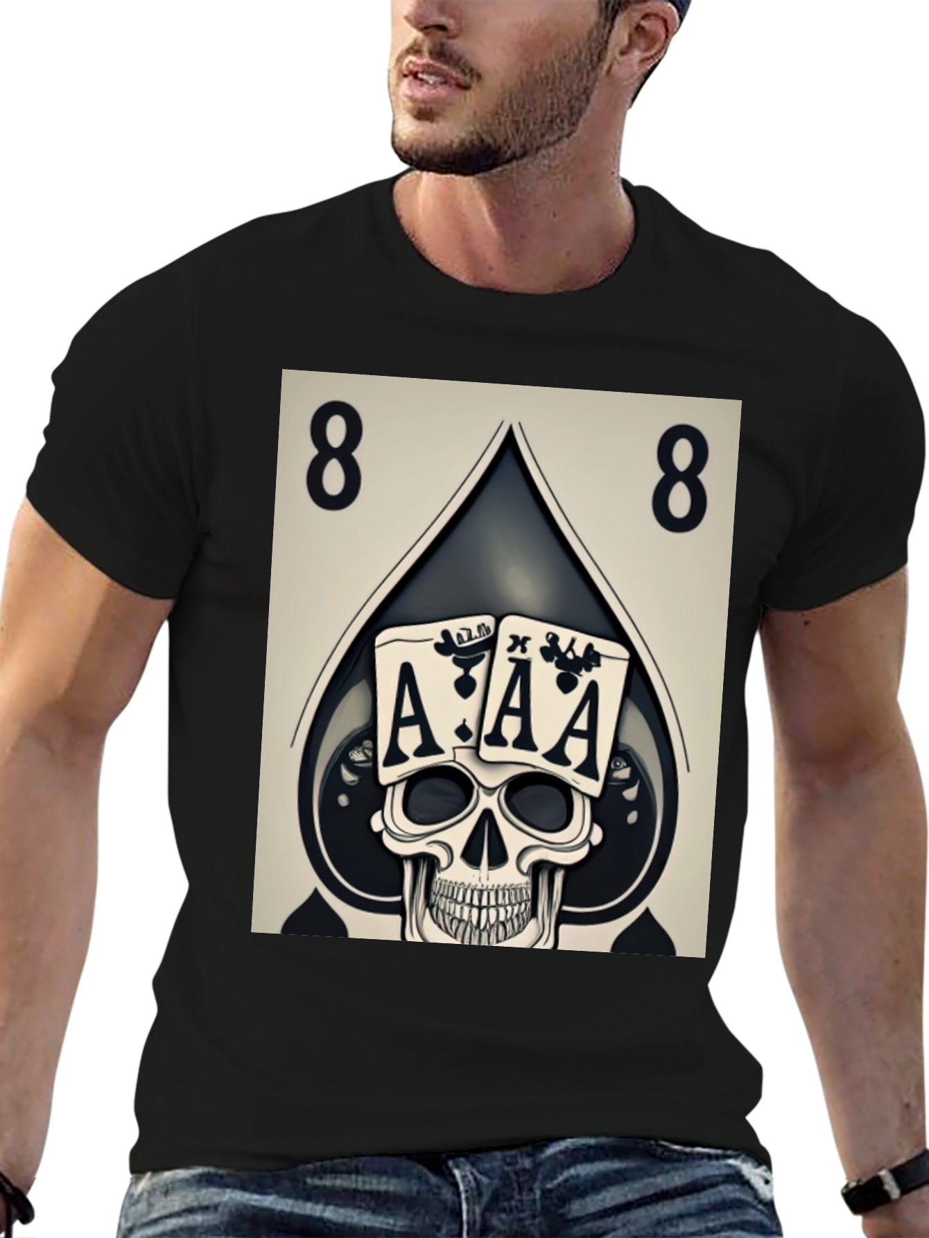 Ace Skull Graphic Tee - Poker Style