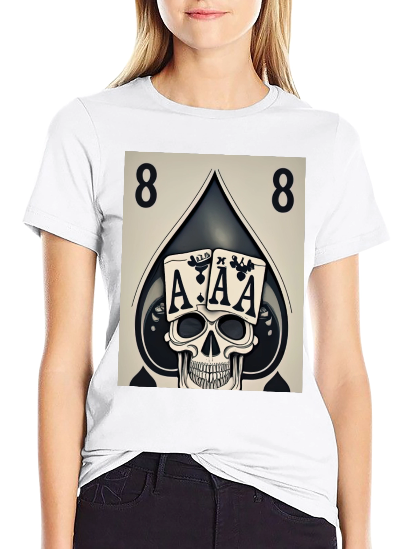 Ace Skull Graphic Tee - Poker Style