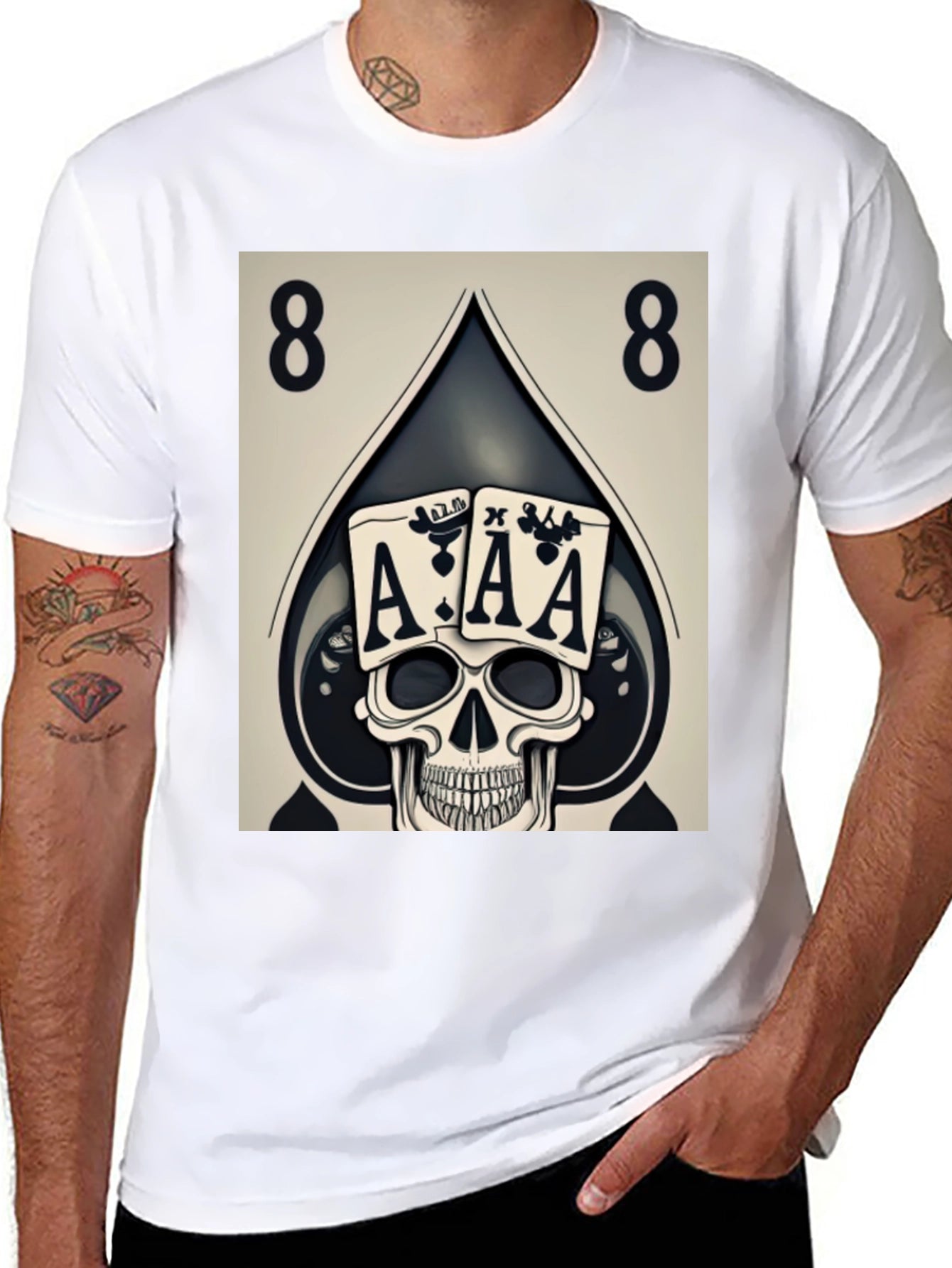 Ace Skull Graphic Tee - Poker Style