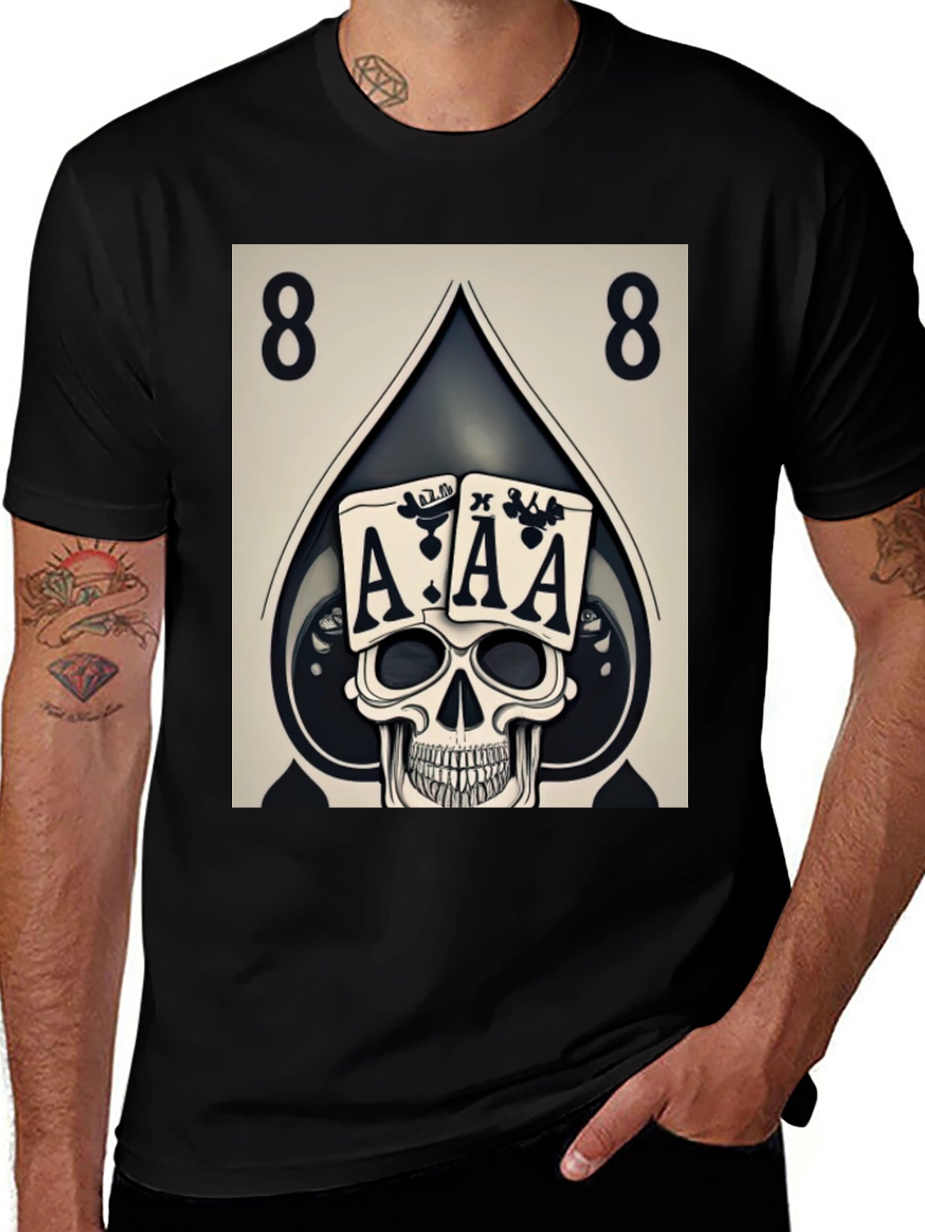 Ace Skull Graphic Tee - Poker Style