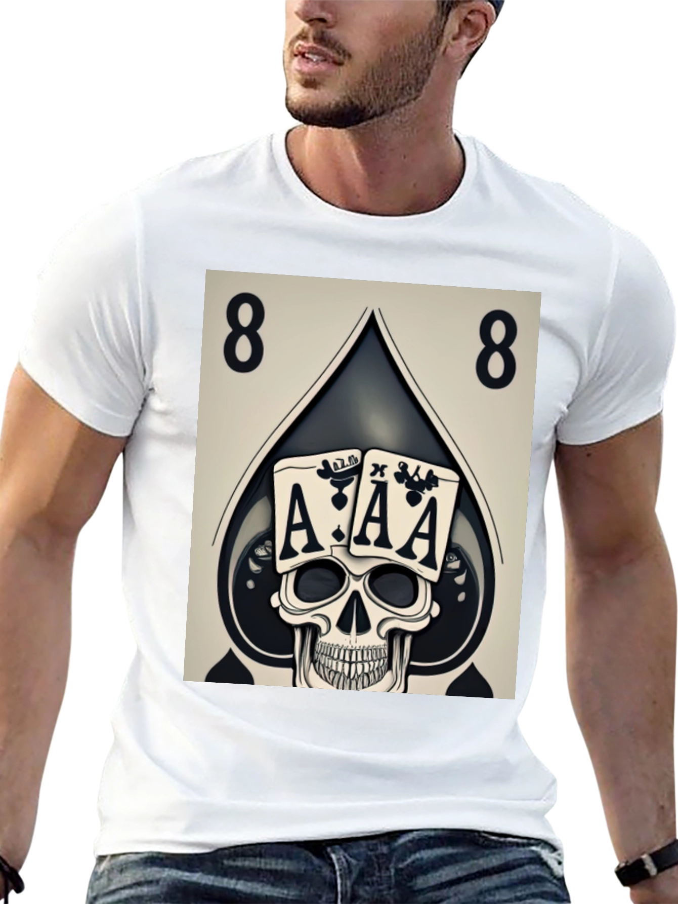 Ace Skull Graphic Tee - Poker Style