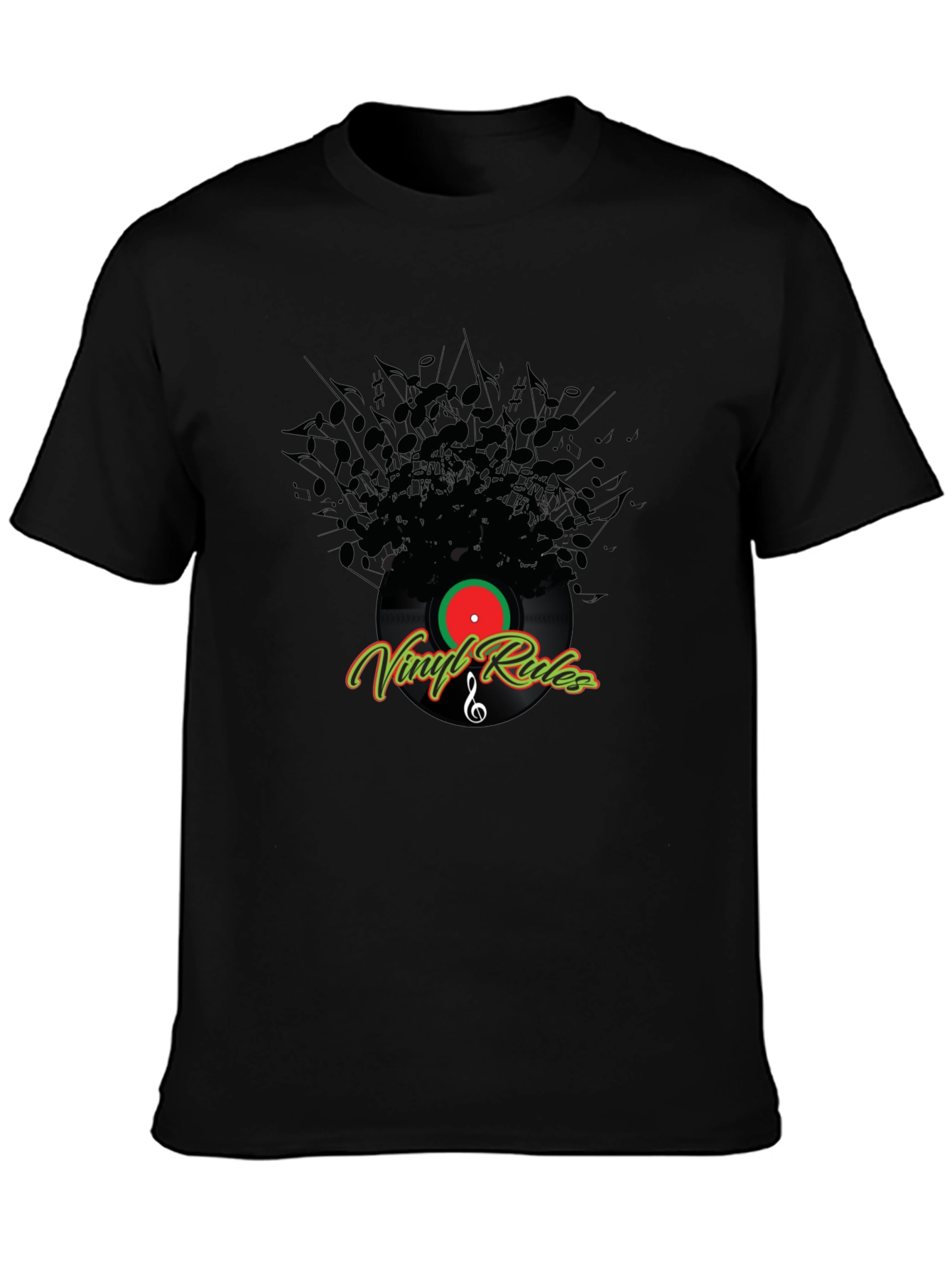 Vinyl Rules Black T-Shirt - Music Lover Tee