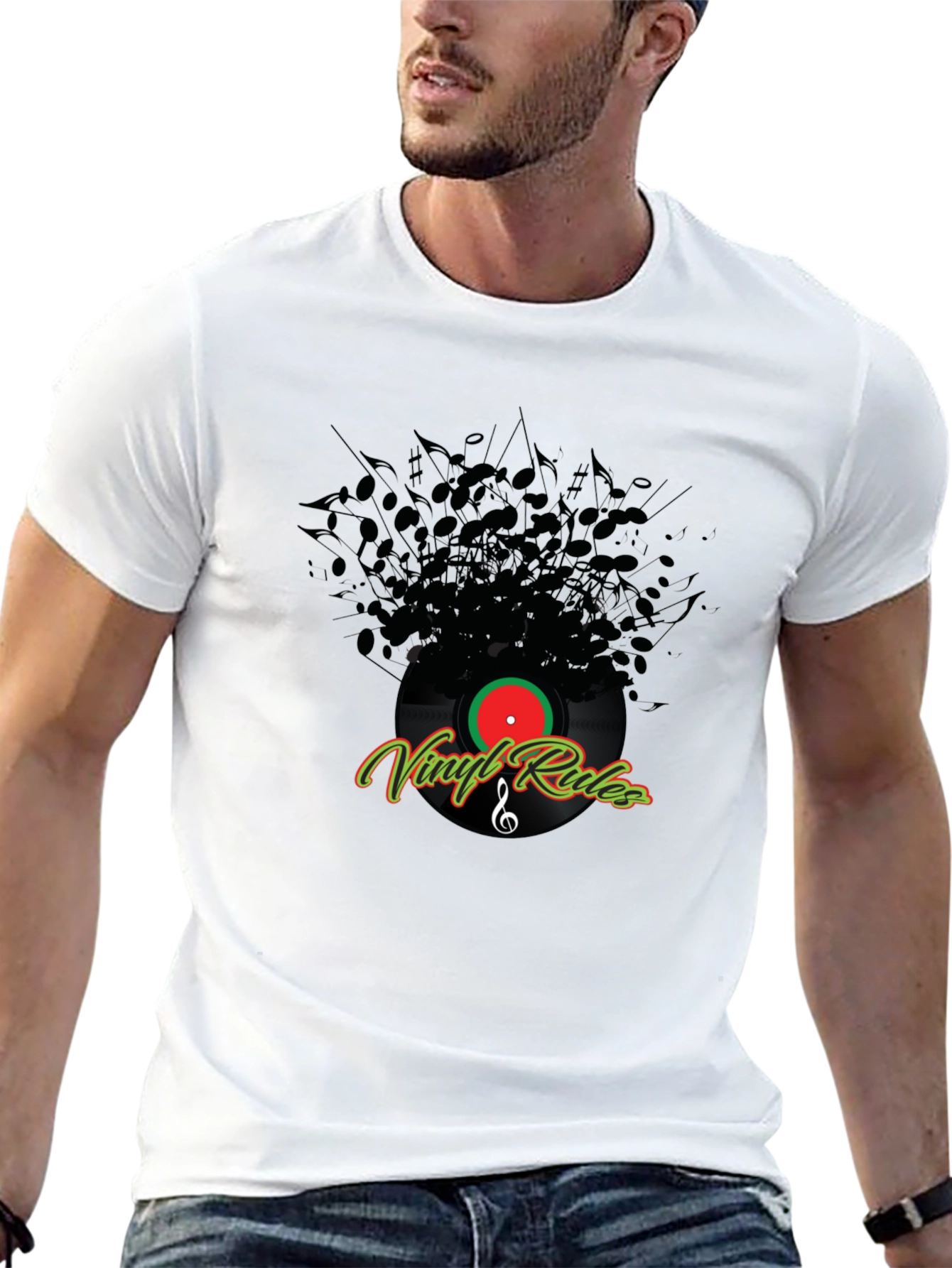 Vinyl Rules Black T-Shirt - Music Lover Tee