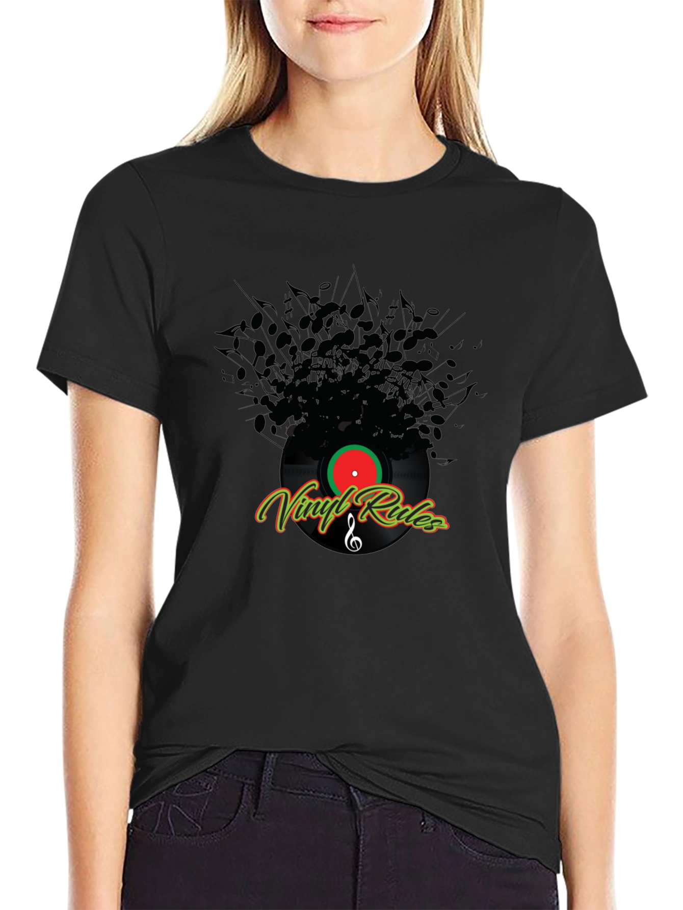 Vinyl Rules Black T-Shirt - Music Lover Tee