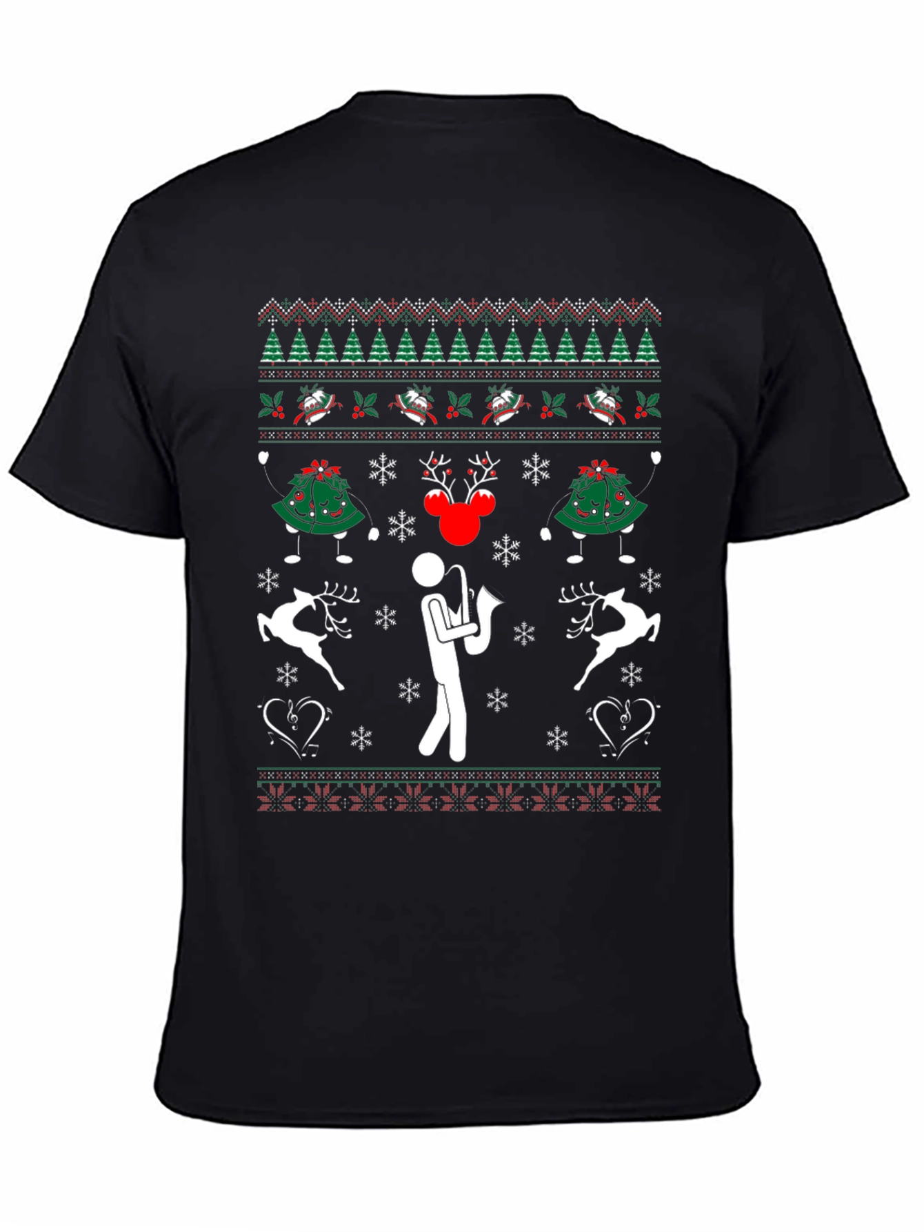 Ugly Christmas Sweater Saxophone T-Shirt