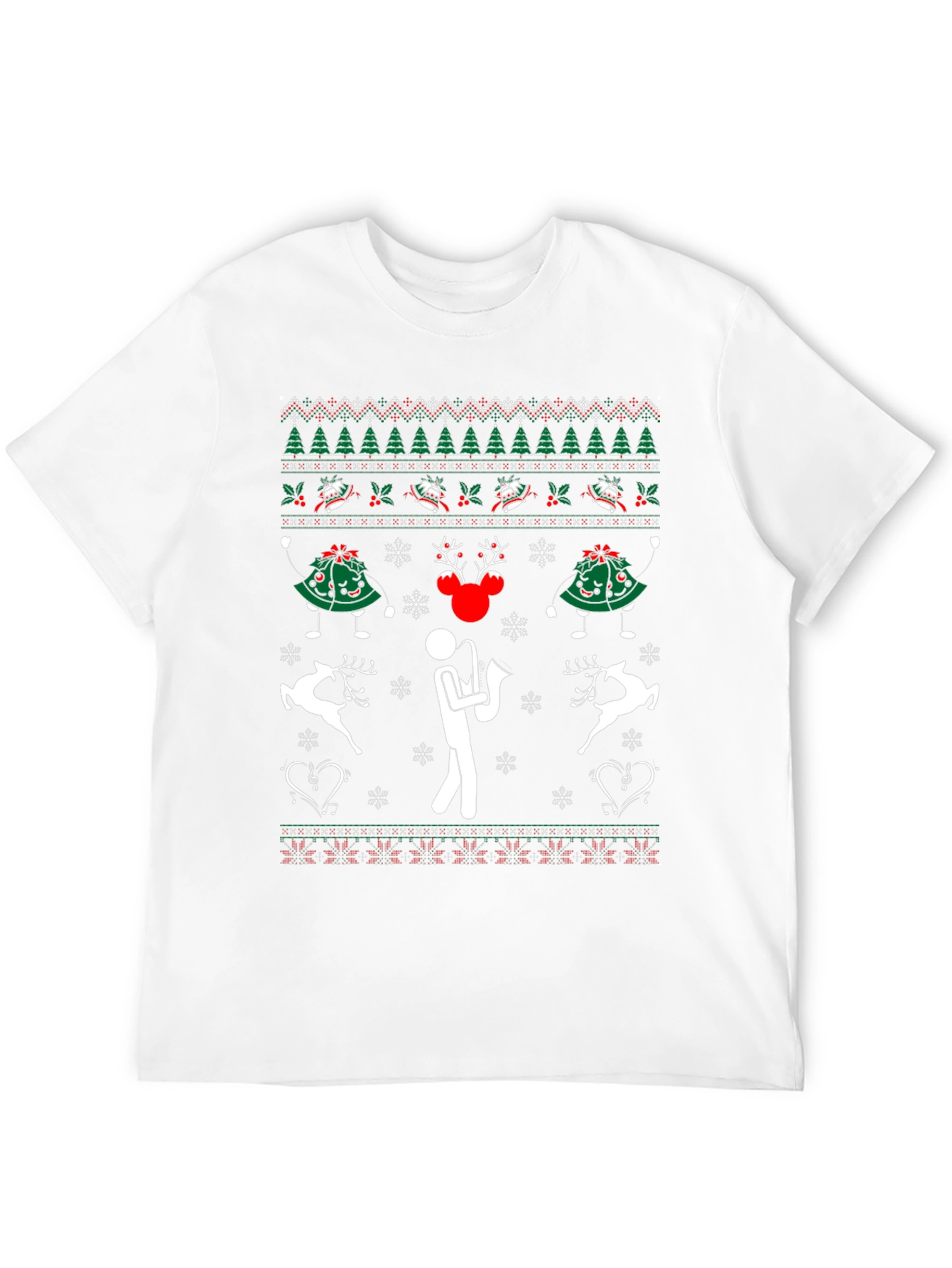 Ugly Christmas Sweater Saxophone T-Shirt