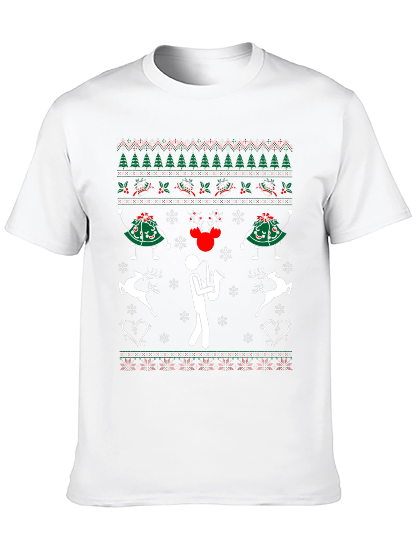 Ugly Christmas Sweater Saxophone T-Shirt