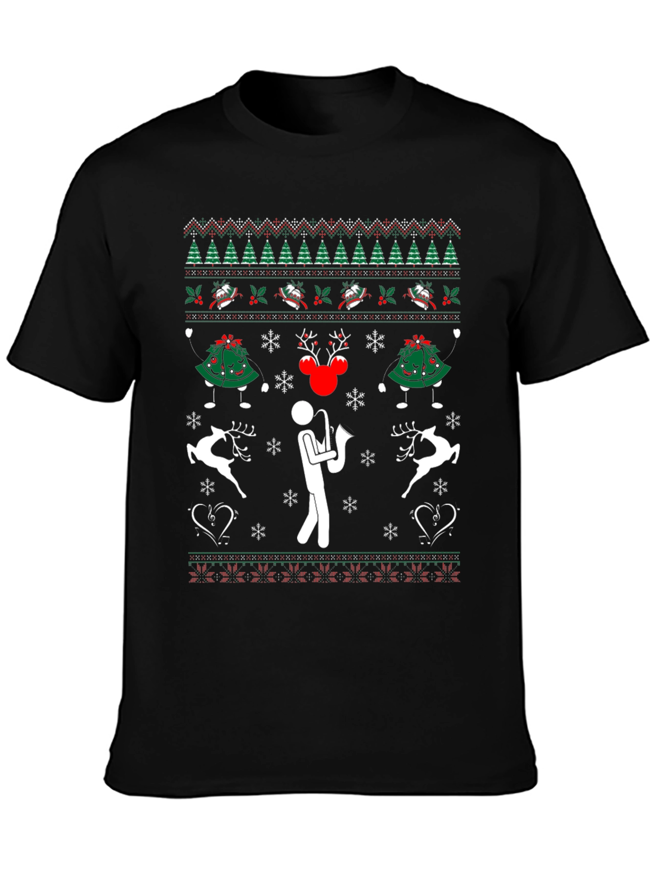 Ugly Christmas Sweater Saxophone T-Shirt