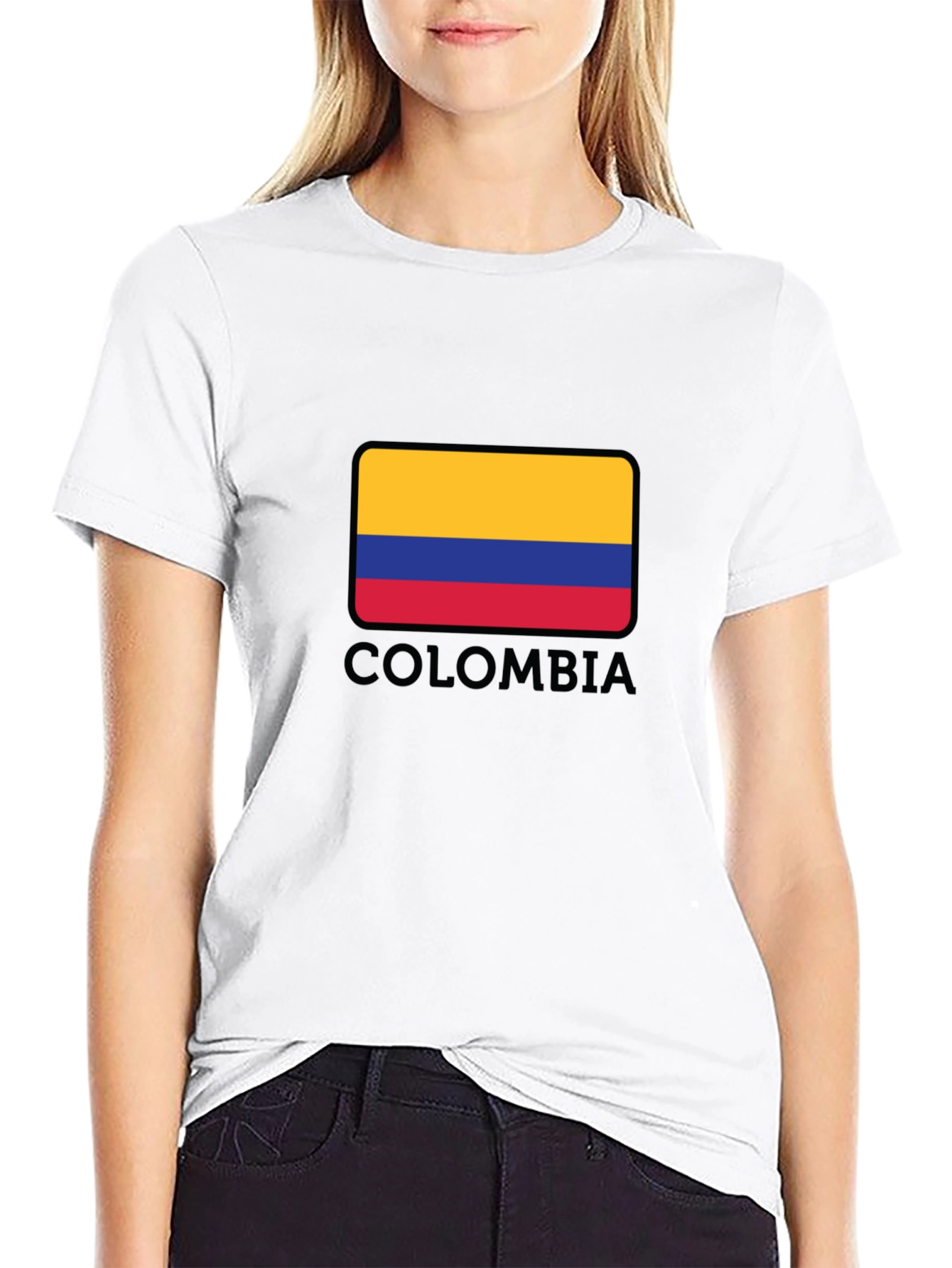 Colombia Flag Graphic Black T-Shirt