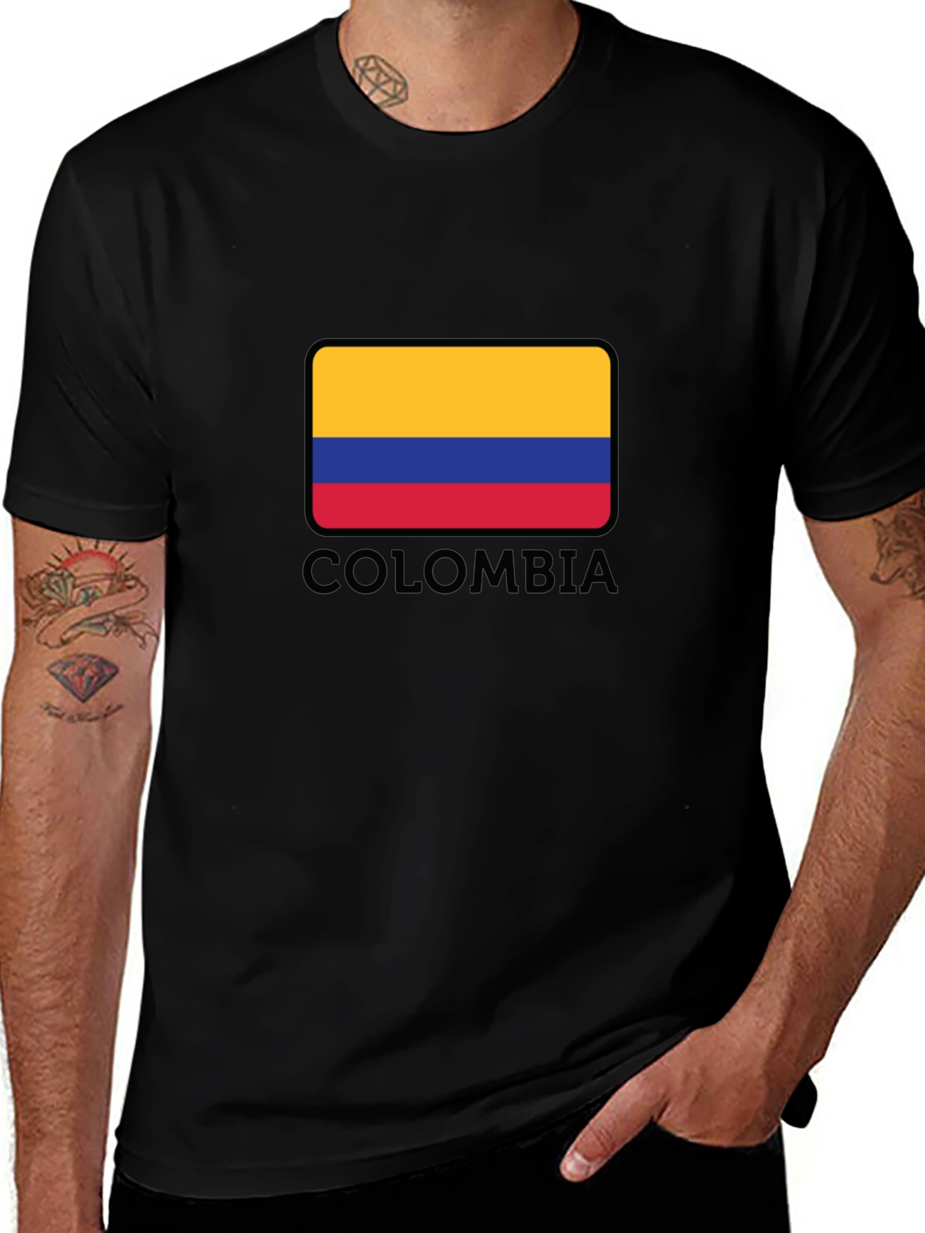 Colombia Flag Graphic Black T-Shirt