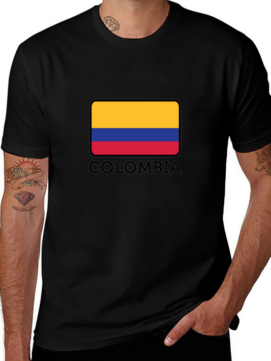 Colombia Flag Graphic Black T-Shirt