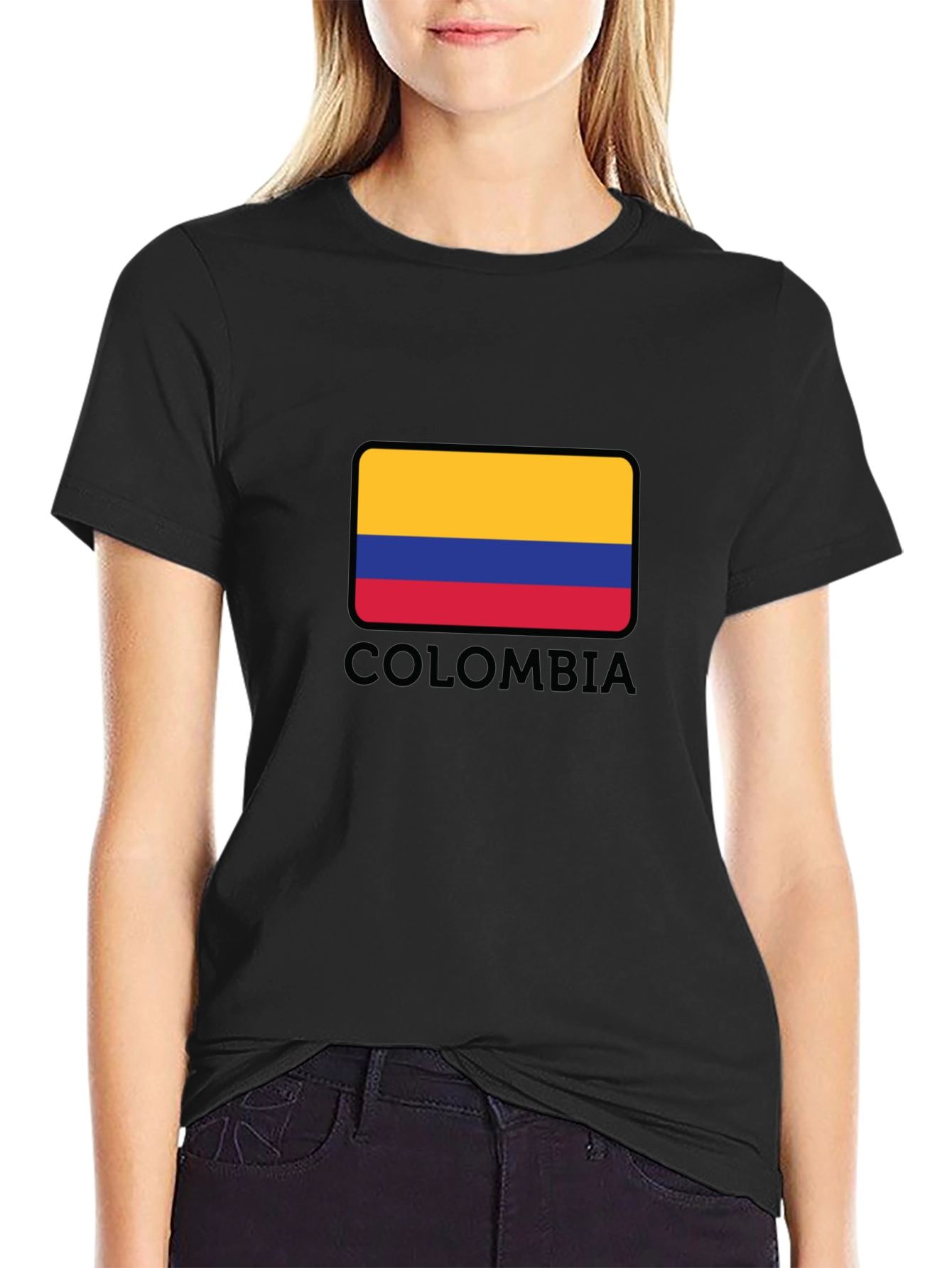 Colombia Flag Graphic Black T-Shirt