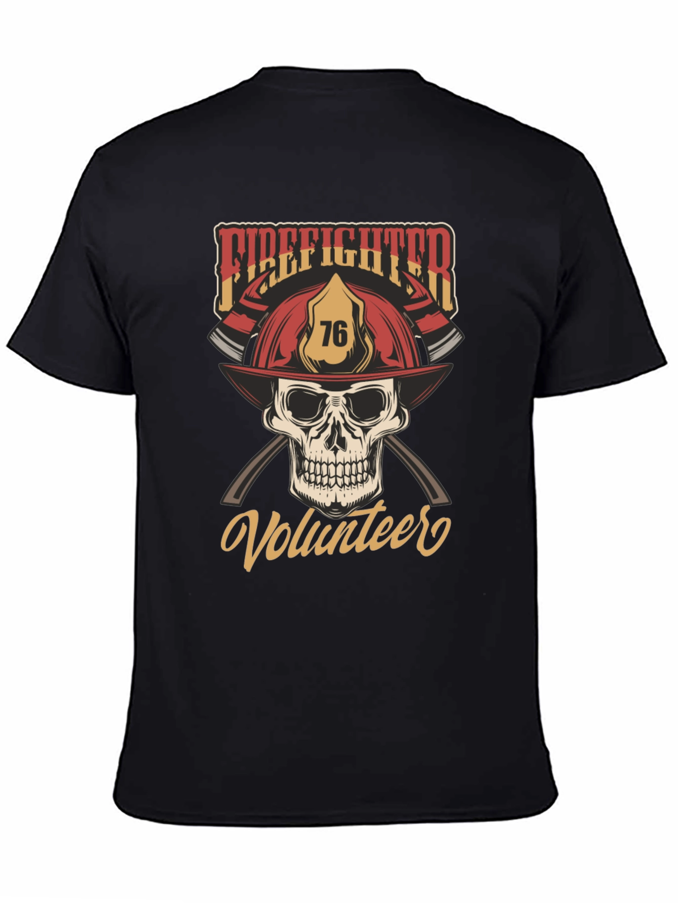 Firefighter Volunteer Skull T-Shirt