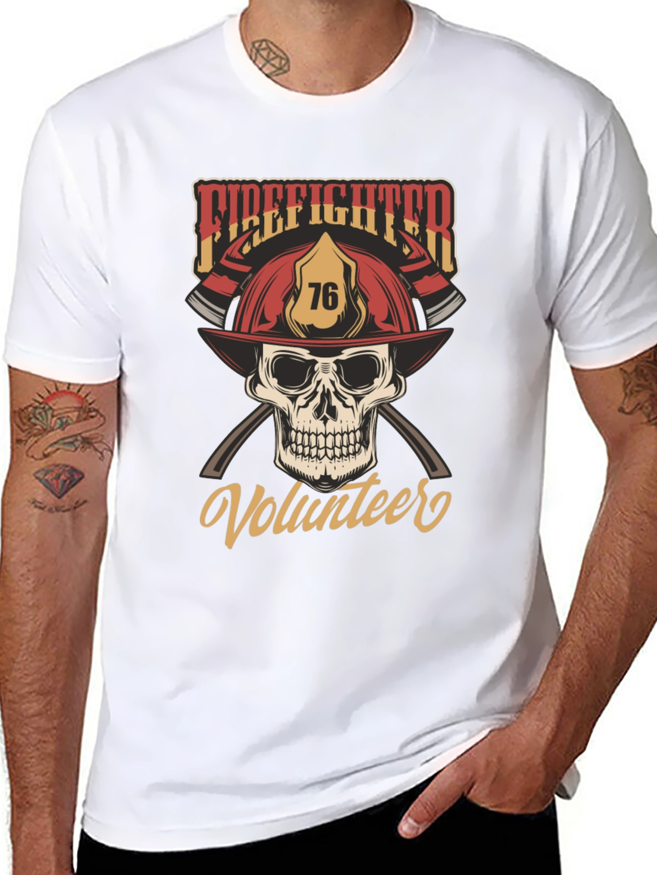 Firefighter Volunteer Skull T-Shirt