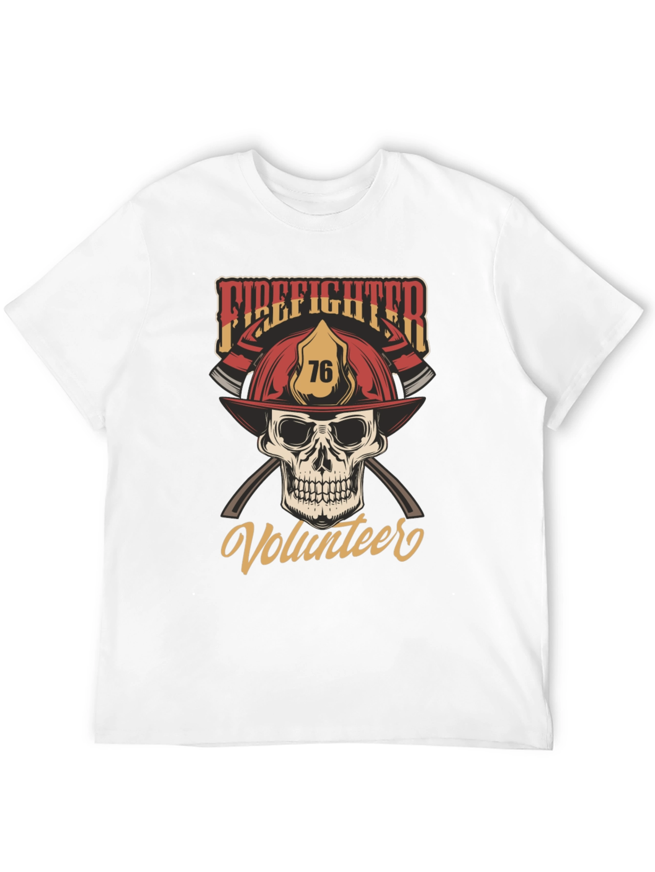 Firefighter Volunteer Skull T-Shirt